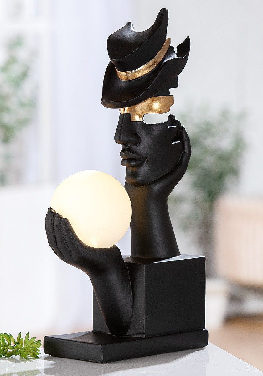 GILDE LED Schreibtischlampe LED Tischleuchte Lumina Mystique Figur mit Leuchtkugel modern, LED fest integriert