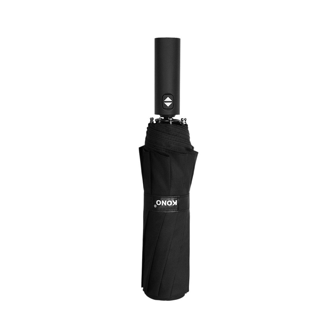 KONO Taschenregenschirm Automatik Regenschirm 1-Klick Öffnen - Schwarz, Leicht, Robust