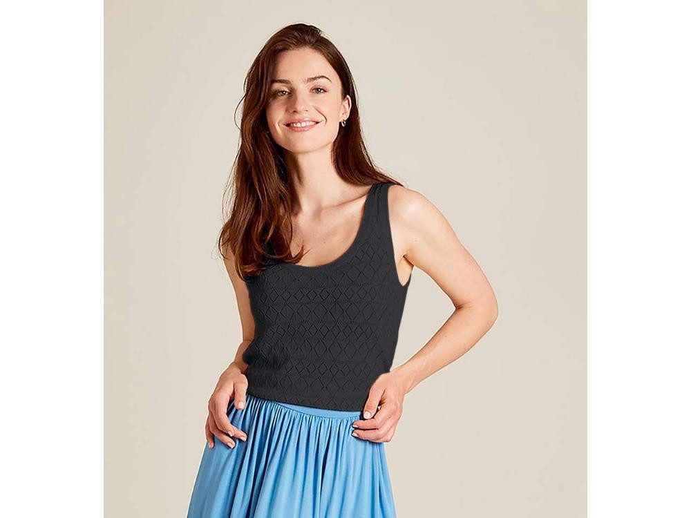 Tranquillo Tanktop tranquillo Bio-Damen-Strick-Top mit Ajour-Spitze