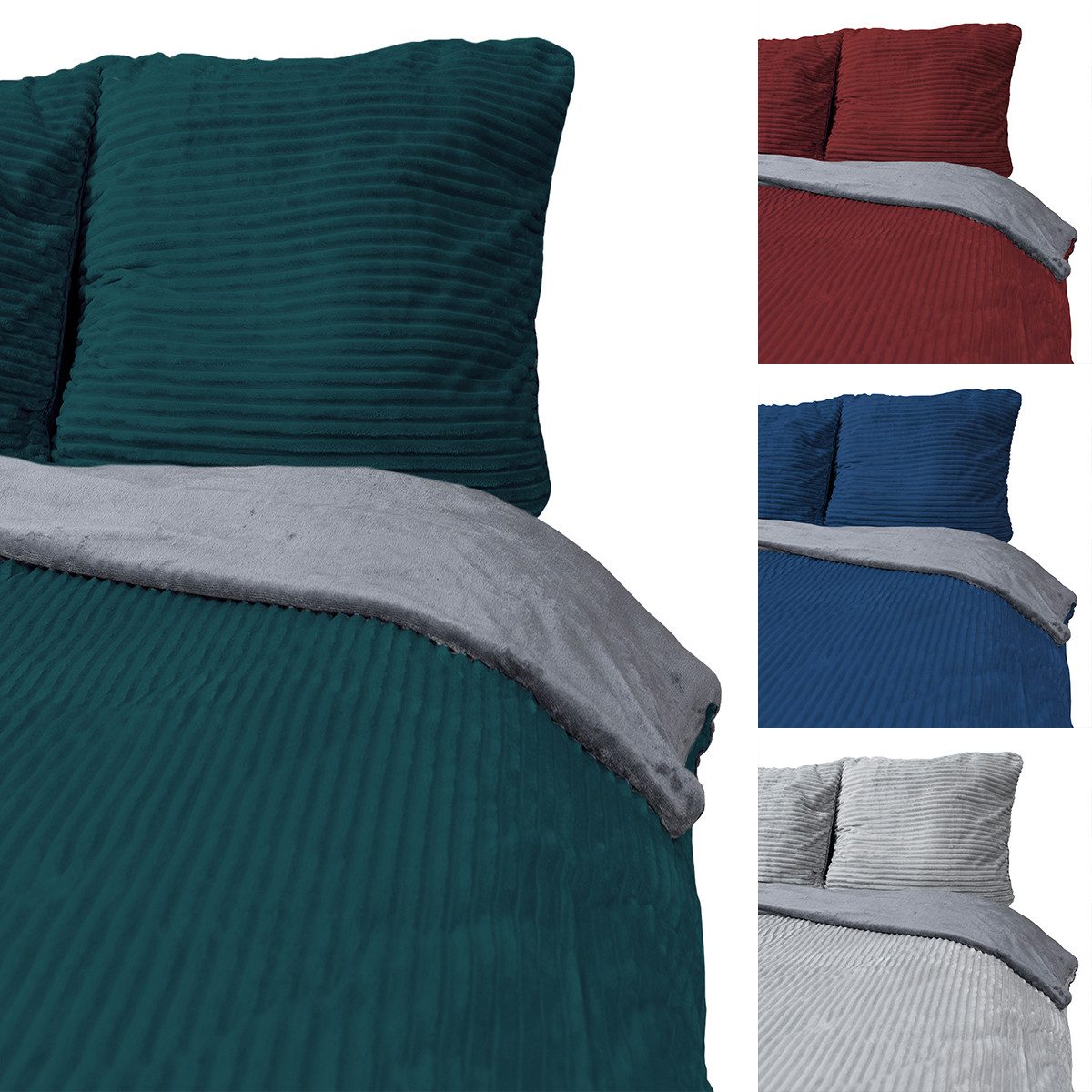 Visaggio Bettwäsche Teddyplüsch Winter Bettbezug Cord Optik, Fleece, 2 teil günstig online kaufen