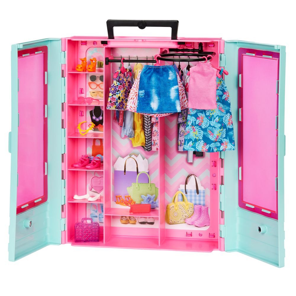 Barbie Puppenhausmöbel Barbie Kleiderschrank mit Kleidung günstig online kaufen