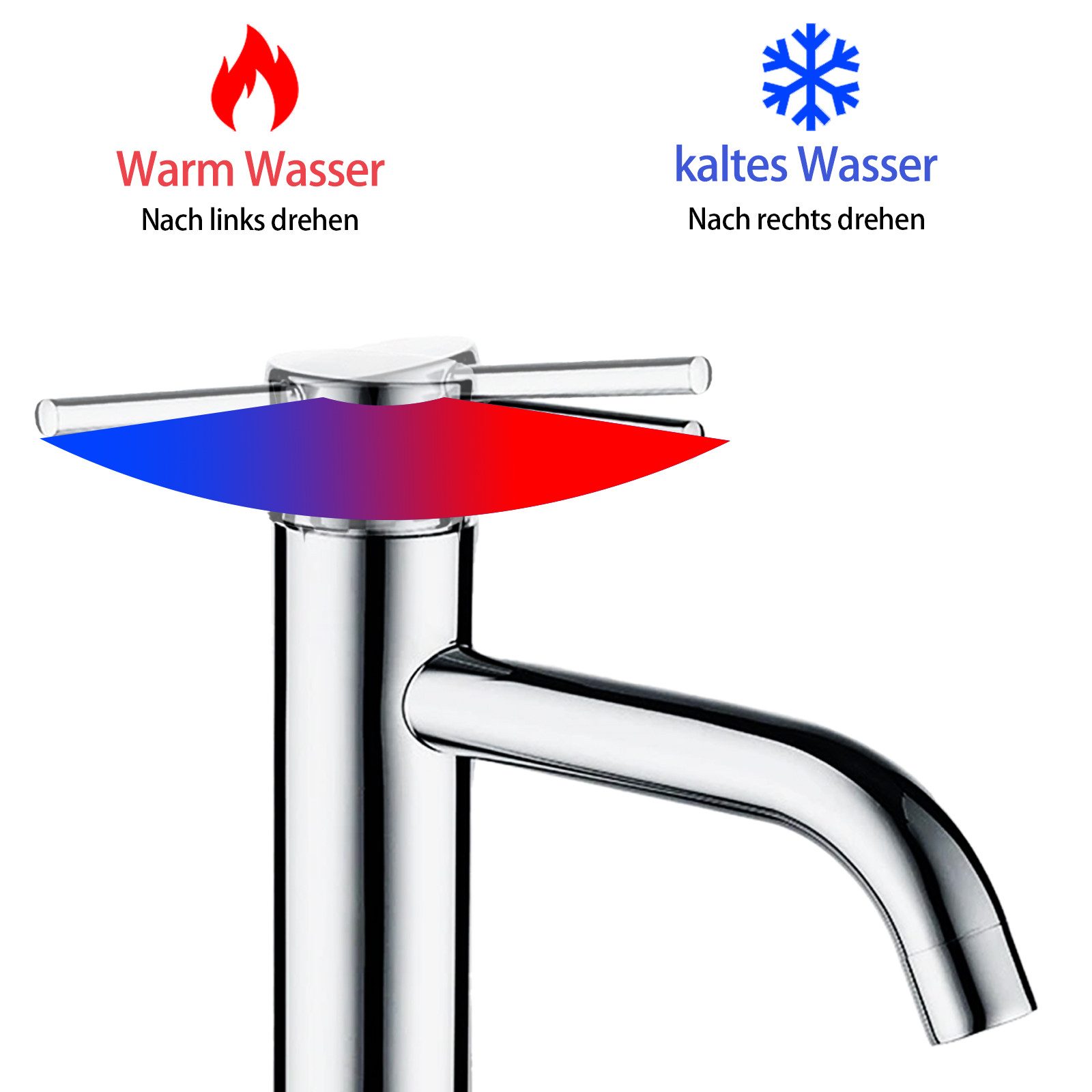 AICA Waschtischarmatur Wasserhahn Bad, Hoch Waschtischarmatur in Spotresist günstig online kaufen