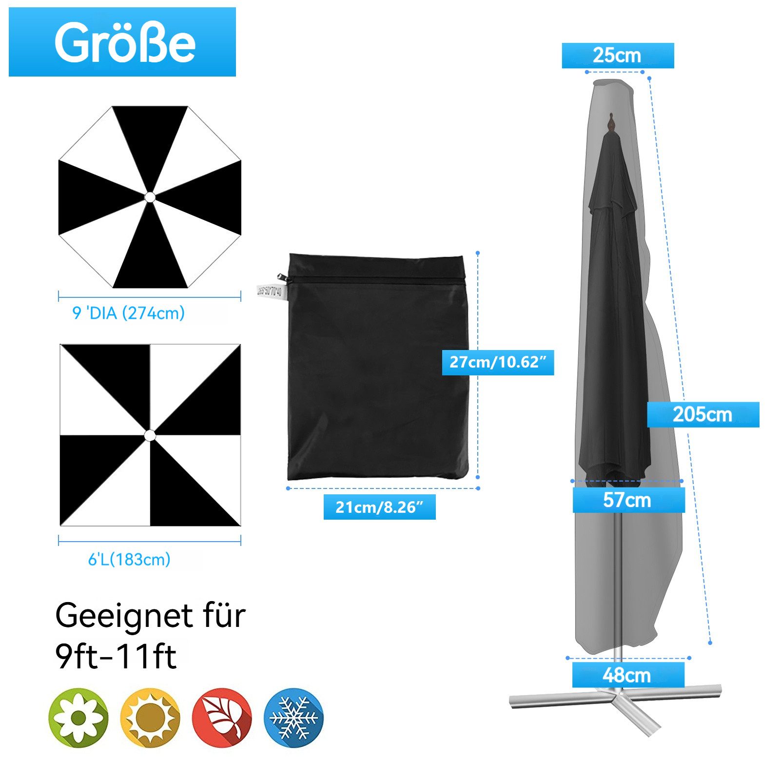 BlingBin Sonnenschirm-Schutzhülle versetzter Sonnenschirm, freischwingender günstig online kaufen