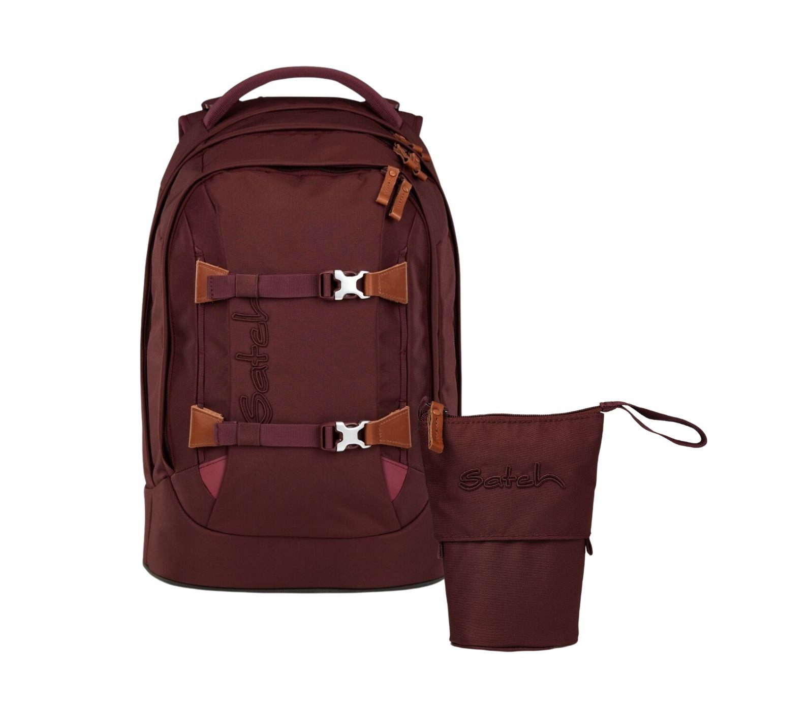 Satch Schulranzen Schulrucksack-Set PACK Nordic Ruby 2-teilig (2-teilig), ergonomisch, Your-Size-System: auf Körpergröße anpassbar