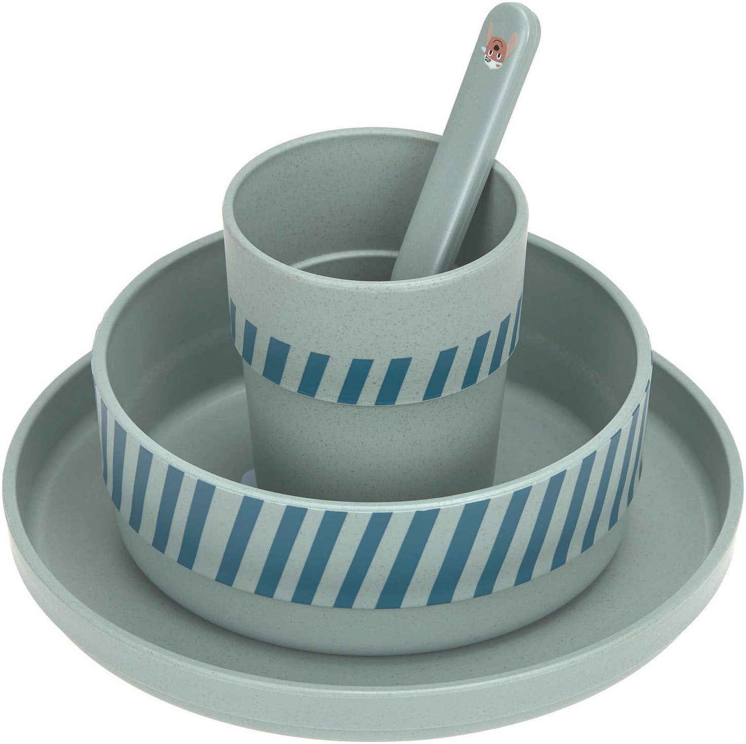 LÄSSIG Kindergeschirr-Set Tiny Team Dog, PP/Zellulose (4-tlg), Polypropylen, Zellulose