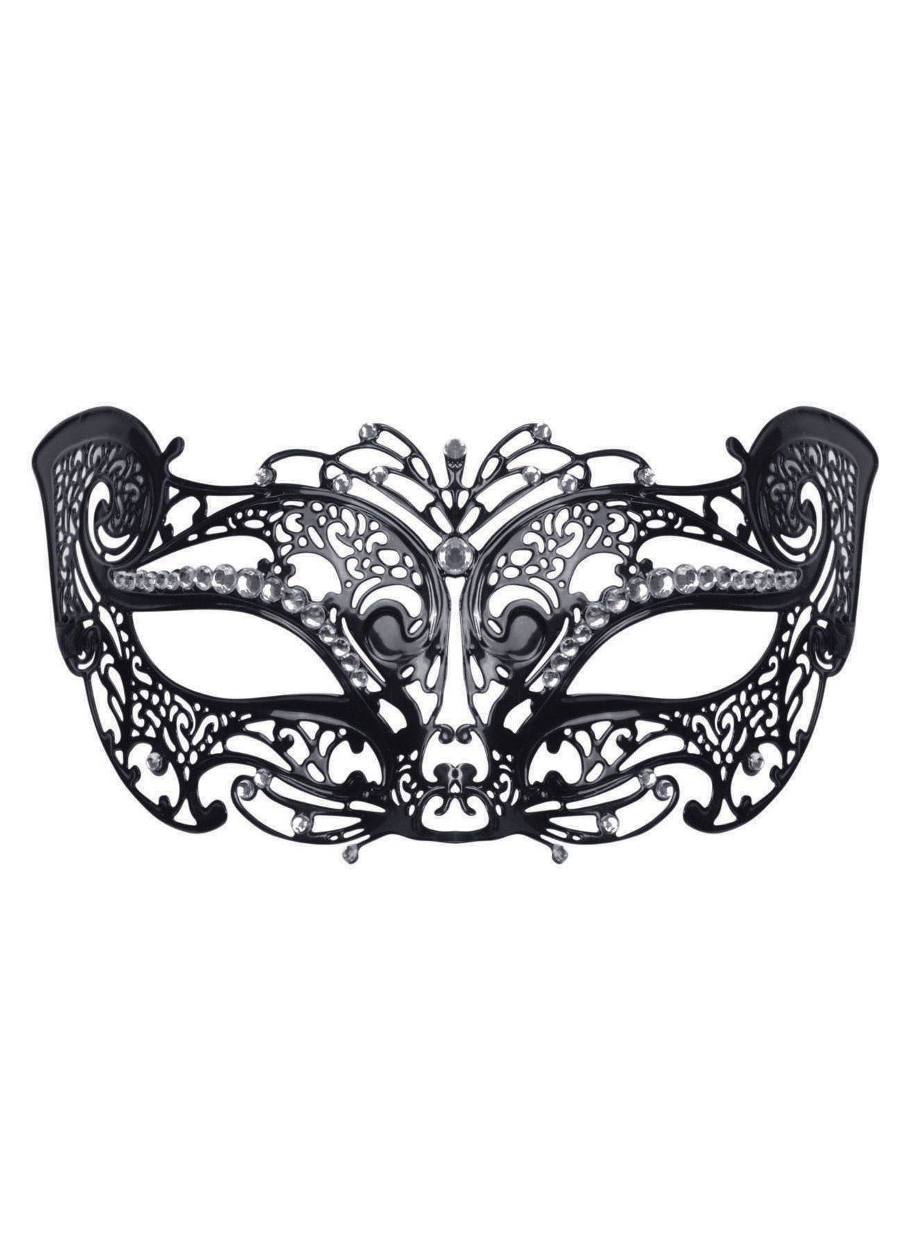 Metamorph Verkleidungsmaske Gatta nero – Venezianische Maske aus Metall, Filigrane Katzenmaske aus Metall für Maskenball und Krimidinner