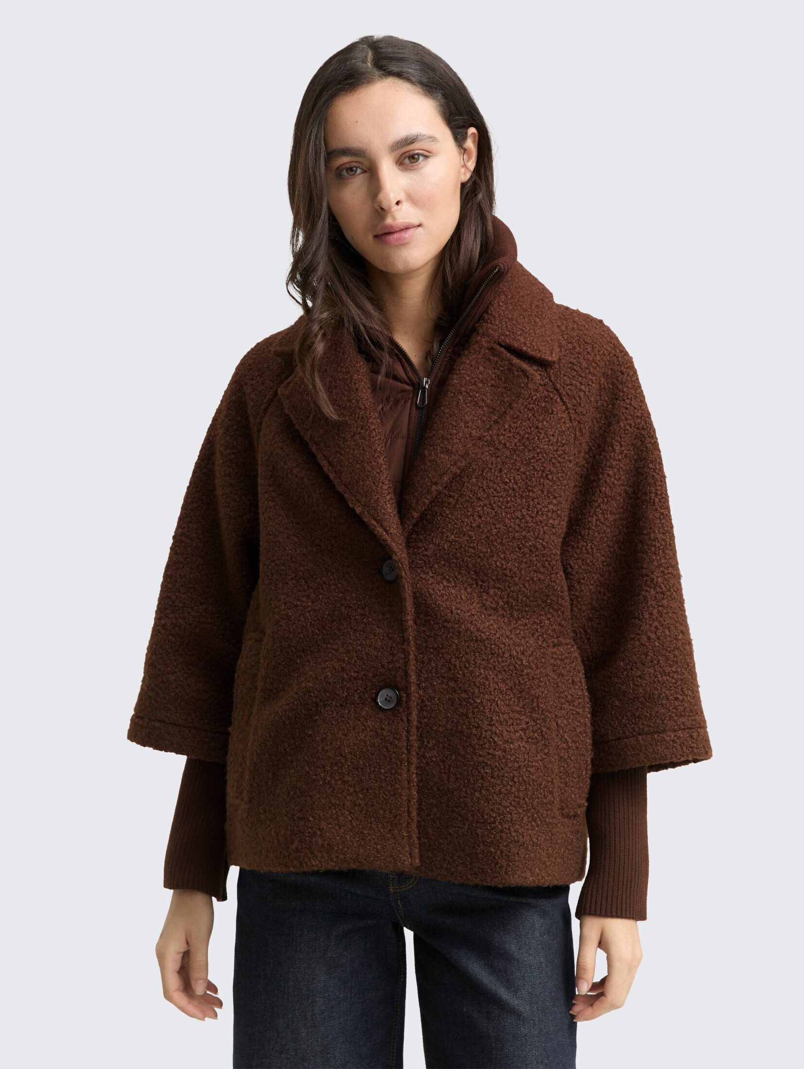 TOM TAILOR Sommerjacke Bouclé Cape Jacke günstig online kaufen