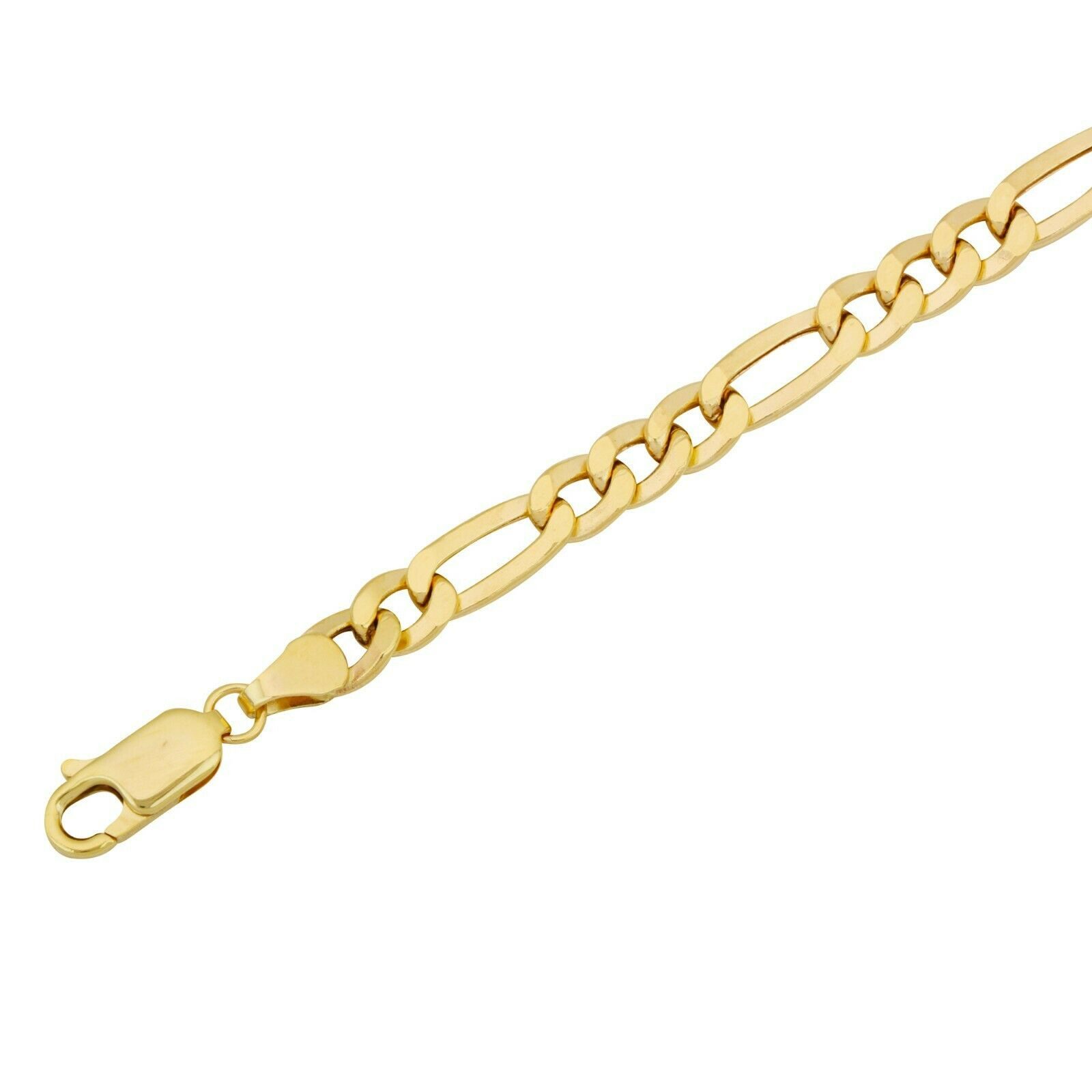 Tony Fein Goldkette Figarokette 5mm 585er Gelbgold 14 Karat Hochglanzpoliert, Made in Italy für Damen und Herren
