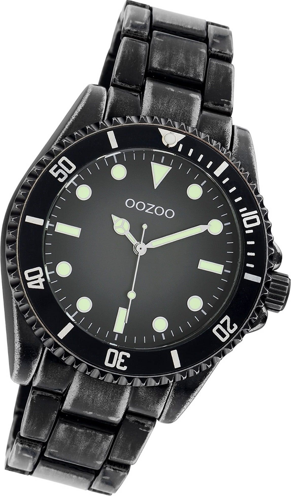 Herrenuhr schwarz, Quarzuhr 42mm) groß Oozoo OOZOO Gehäuse, Timepieces, Herren (ca. rundes Edelstahlarmband Armbanduhr