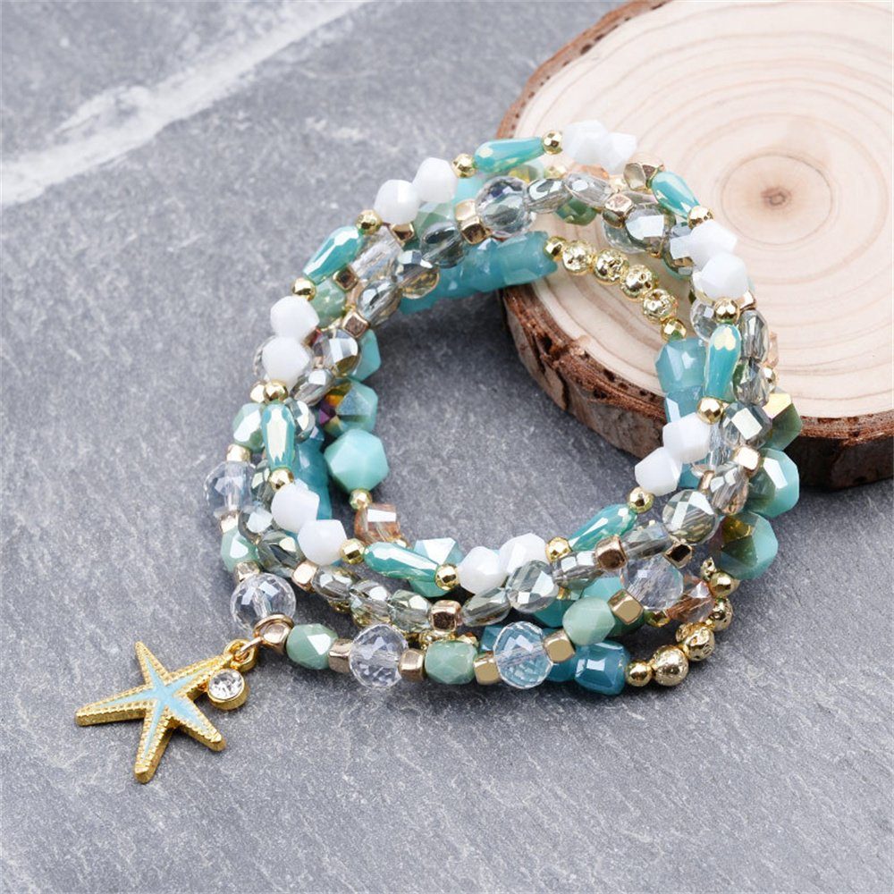 Dekorative Armband Set Naturstein Kristall-Perlenschnüre,farbigen Perlen Armband(Set, 5-tlg)