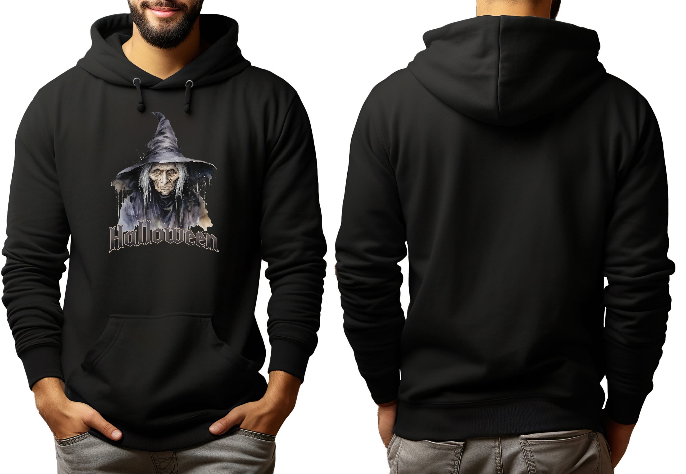 MyDesign24 Hoodie Halloween Kapuzen Pulli - Hexe Herren und Damen Kapuzensweater - Halloween Hoodie i391