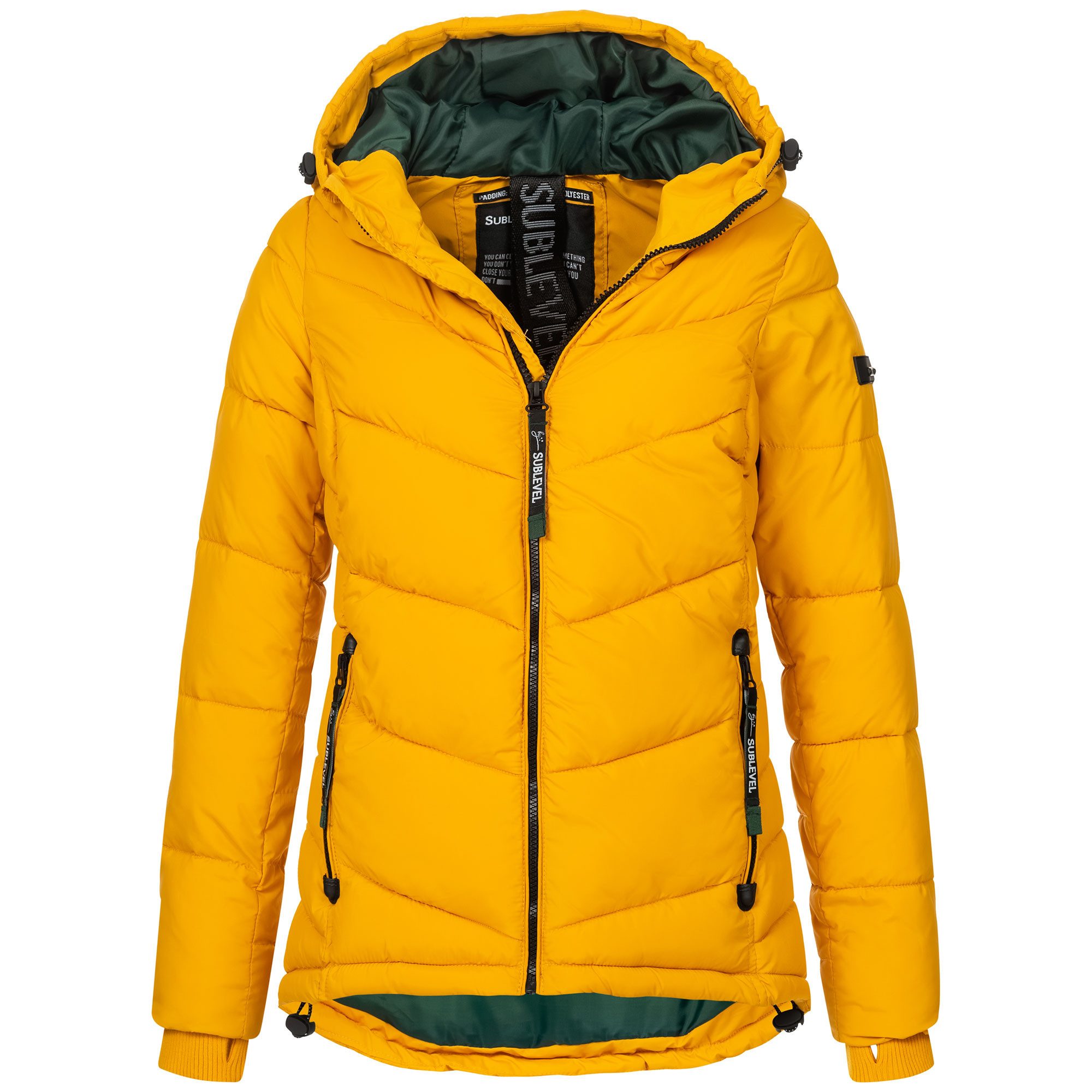 SUBLEVEL Steppjacke Damen mit Kapuze gefütterte Winter Jacke