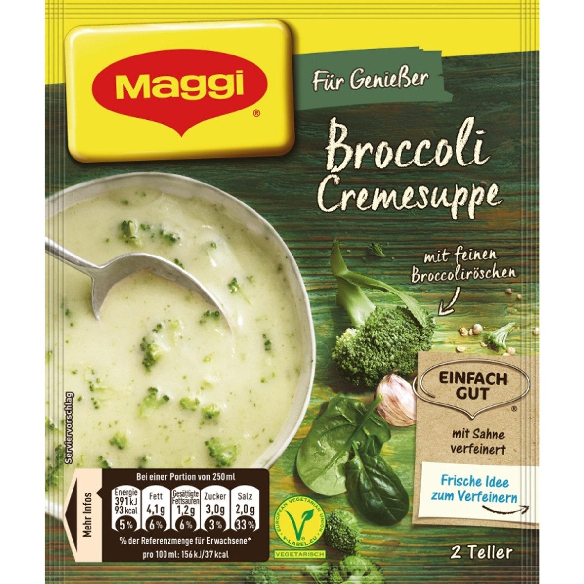 MAGGI Saucen, Maggi Für Genießer Broccoli Cremesuppe mit feinen Broccoliröschen 44g