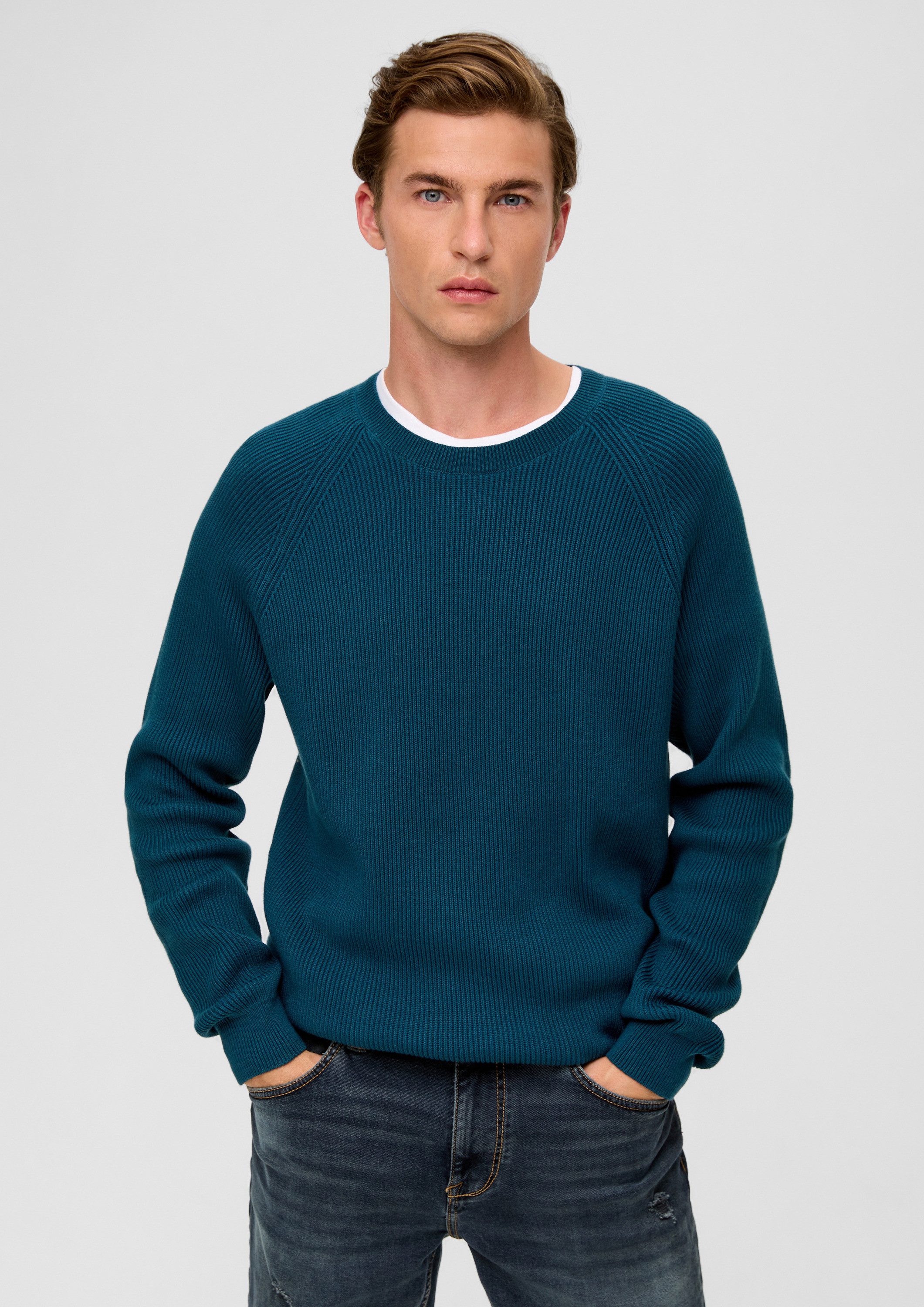 s.Oliver Longpullover Strickpullover Feinstrickpullover aus Baumwolle