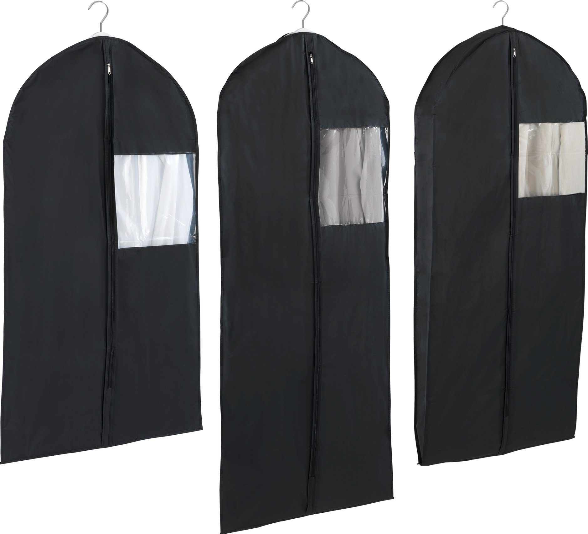 im Größen St) Deep (Set, Kunststoffilm Kleidersack abwaschbarer WENKO Black 3 Set, 3