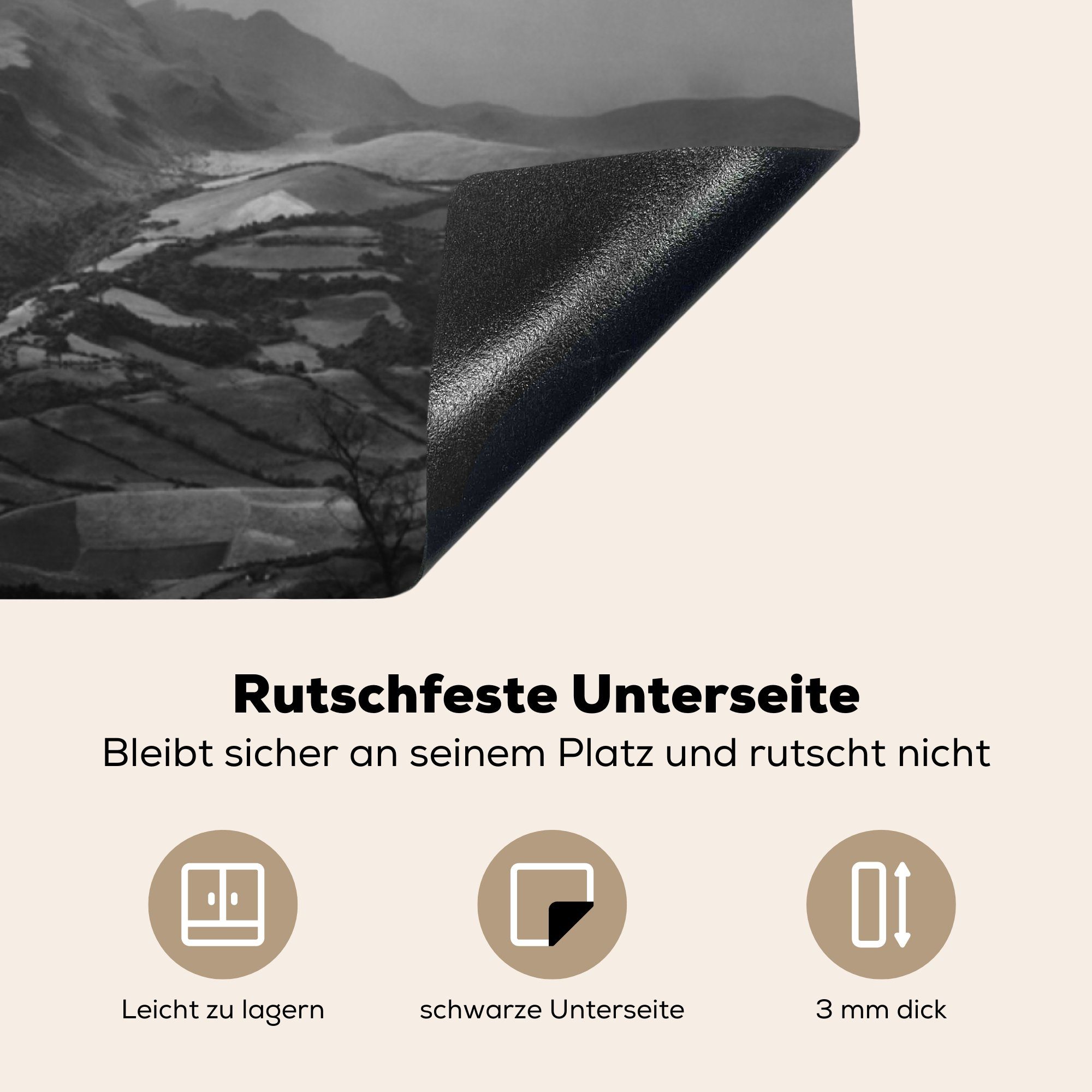 Ceranfeldabdeckung, Südamerika, 78x78 für - cm, Arbeitsplatte MuchoWow küche tlg), Nebel Weiß Vinyl, Schwarz - - (1 Herdblende-/Abdeckplatte