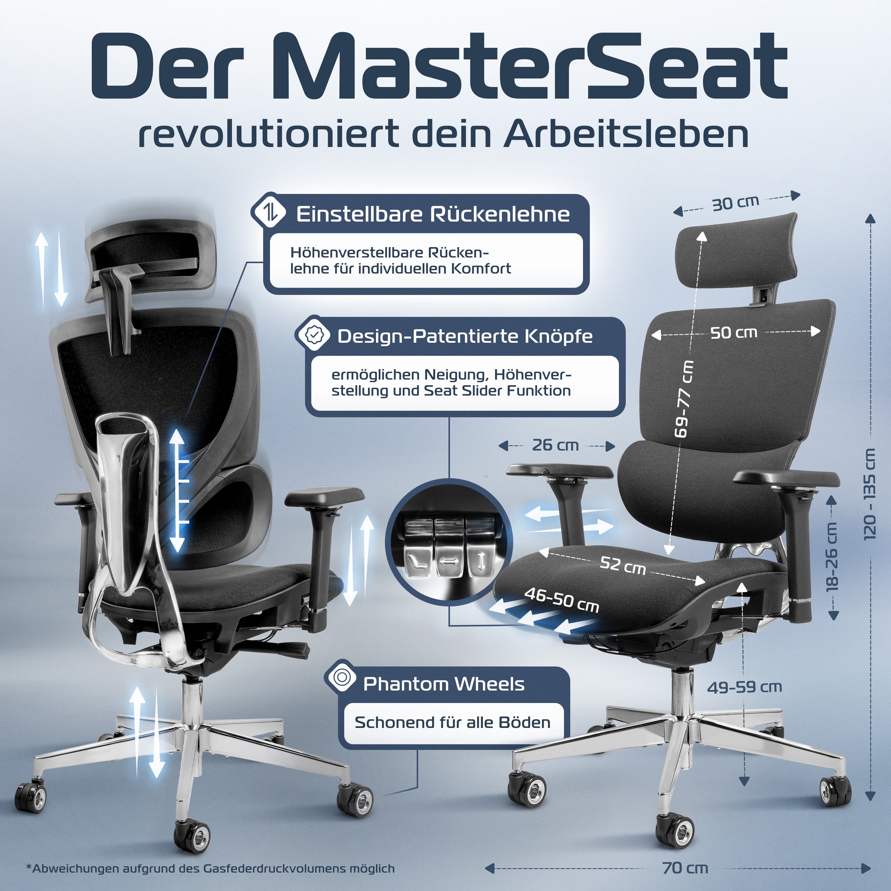 CLOUVOU Bürostuhl Ergonomisch, Schreibtischstuhl bis 150 kg - Testsieger (M günstig online kaufen