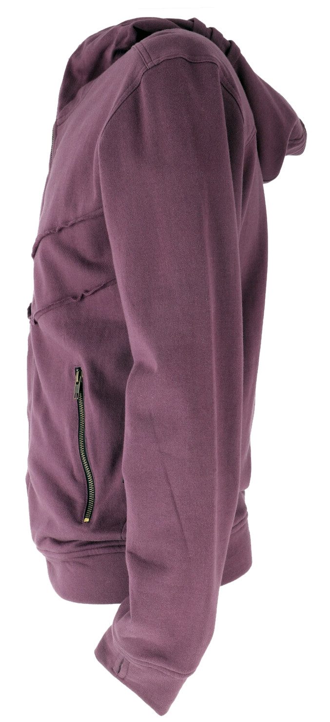 Guru-Shop Strickjacke Goa Jacke, Bio Baumwolle Ethno Hoody - aubergine alternative Bekleidung