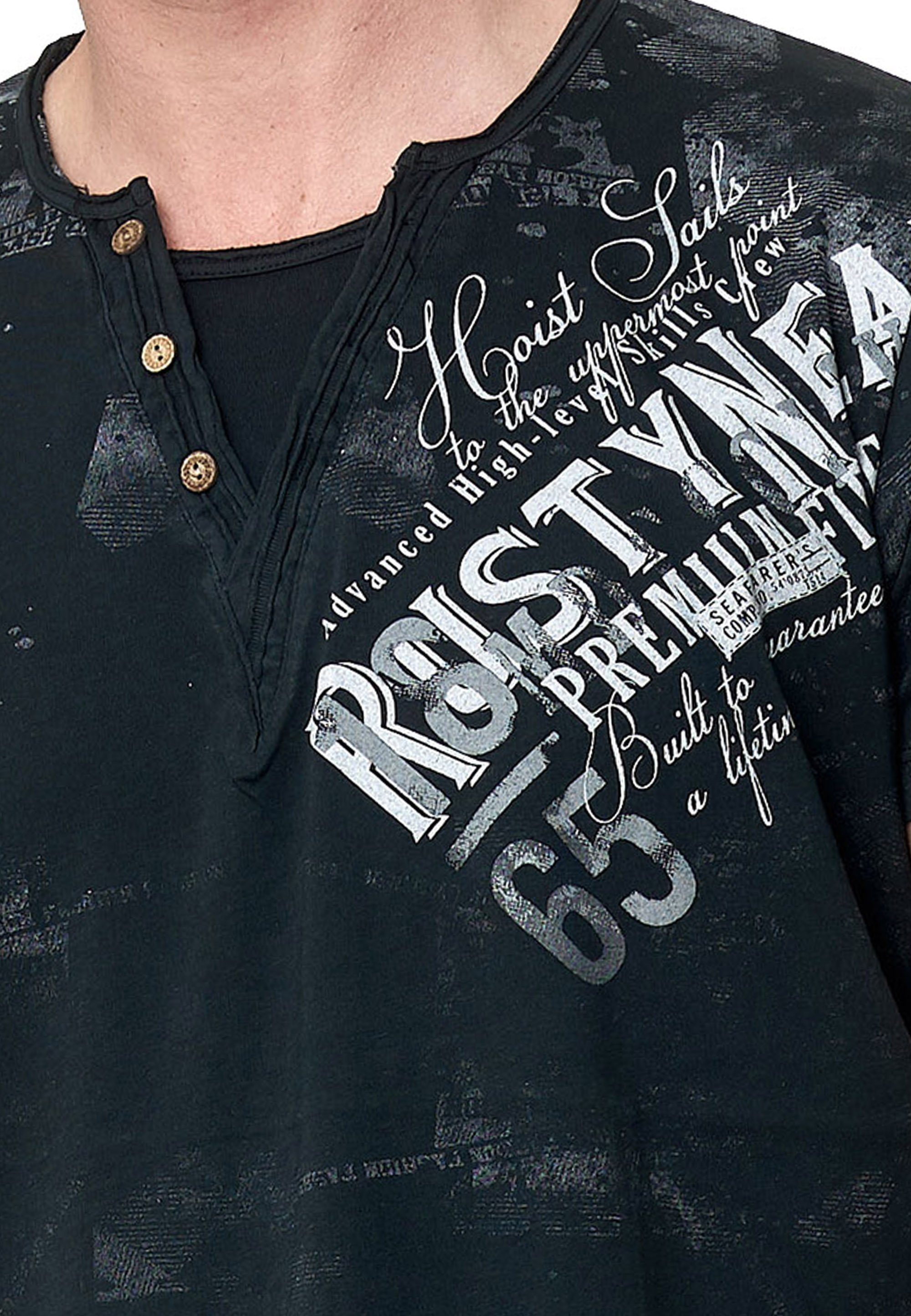 Rusty Neal T-Shirt schwarz Used-Look-Design im coolen