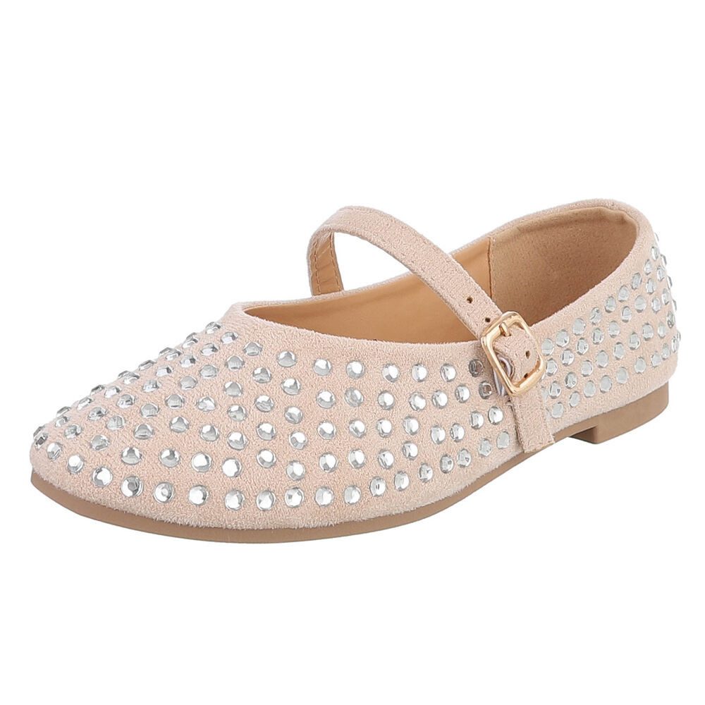Ital-Design Bequemer Damenschuh mit Dekorativen Details für Freizeit Schnürpumps (91554546) Blockabsatz Riemchenballerinas in Beige