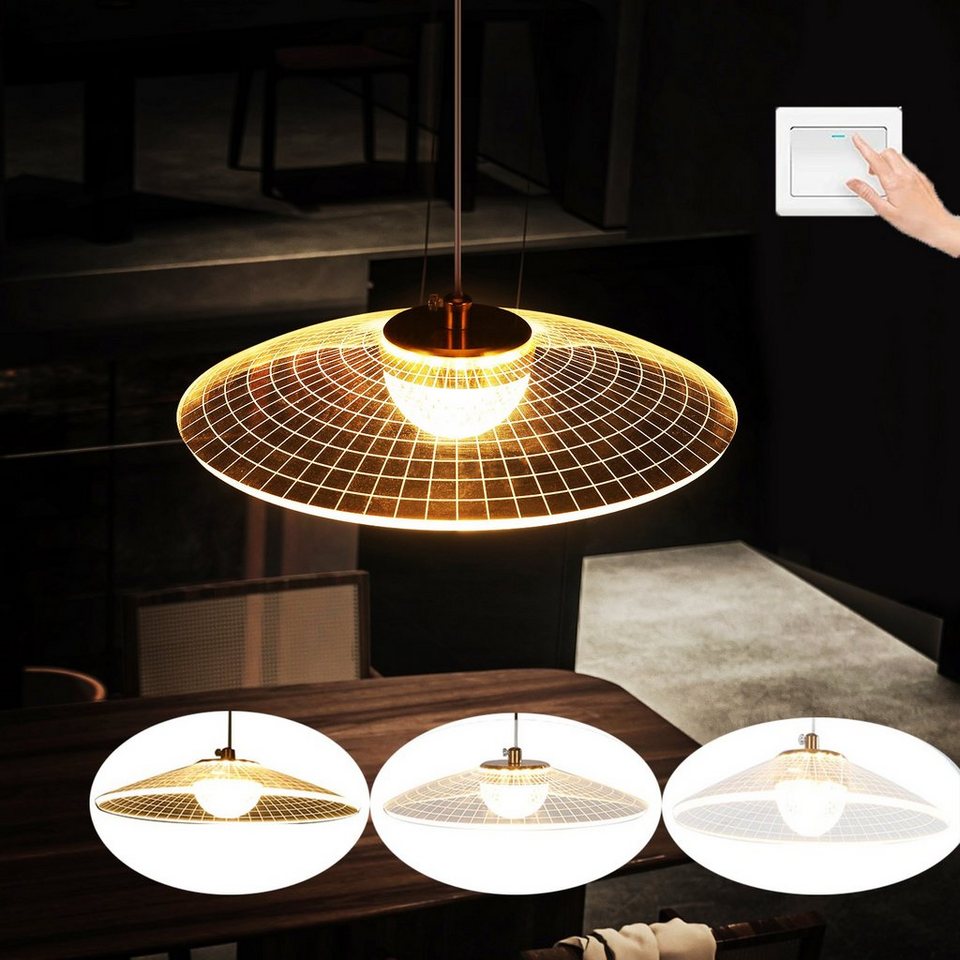 oyajia Pendelleuchte Modern Industrielle LED Pendelleuchte, Vintage  Hängeleuchte Ø 22cm, LED fest integriert, Kaltweiß/Naturweiß/Warmweiß,  Höhenverstellbar Hängelampe, 8W Kronleuchter aus Aluminium Deckenleuchte,  für Küchen Esszimmer Wohnzimmer Bar