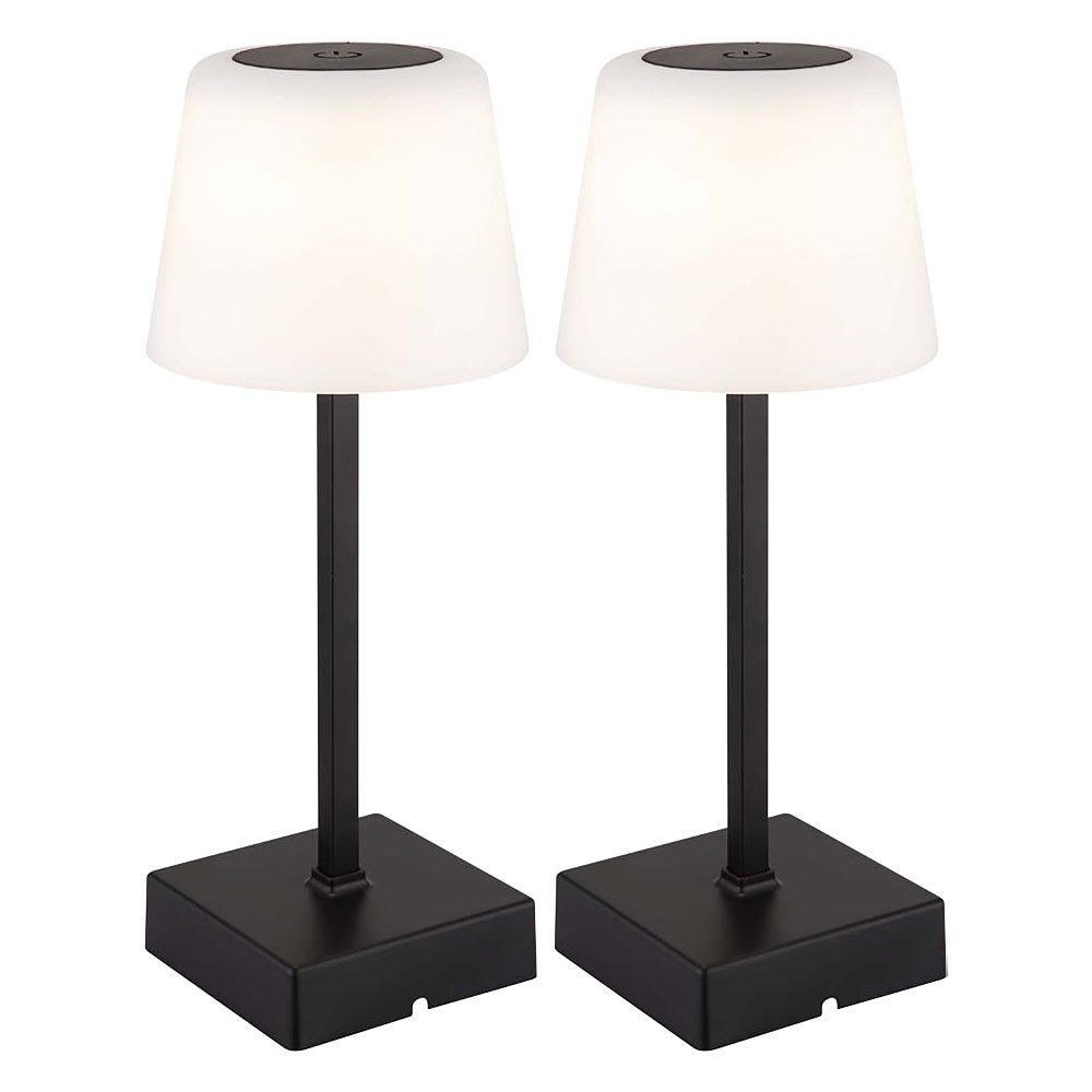 GLOBO LIGHTING LED Tischleuchte, LED-Leuchtmittel fest verbaut, Kaltweiß, Warmweiß, Neutralweiß, Tageslichtweiß, Tischlampe Wohnzimmerlampe Touchdimmer schwarz LED 2er Set