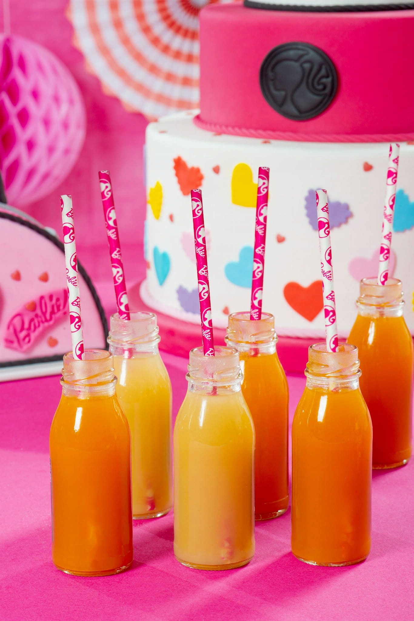 Decora Trinkhalme Papierstrohhalme mit Barbie-Motiv, ideal für Geburtstage