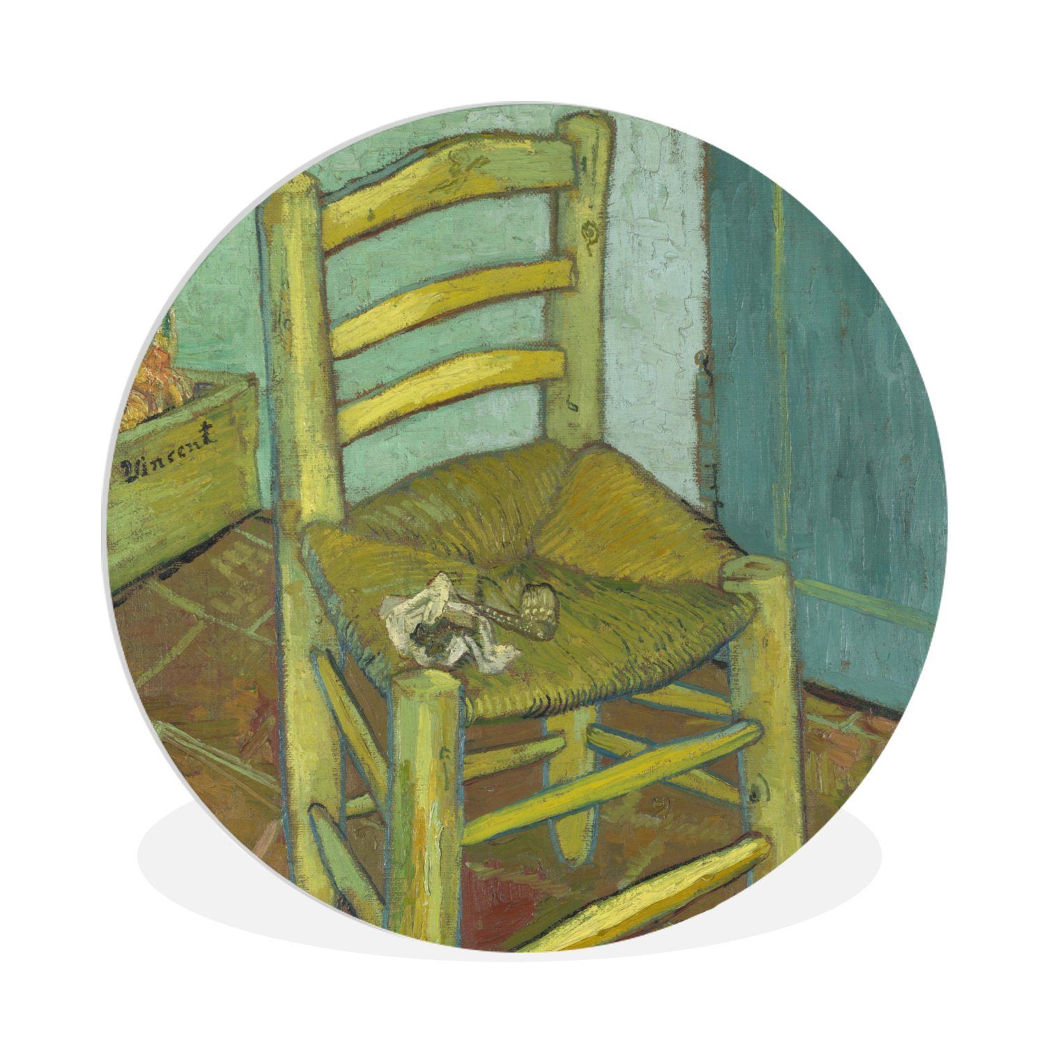 MuchoWow Gemälde »Der Stuhl von Vincent - Vincent van Gogh«, (1 St), Kreis  Wanddekoration Forex, Rundes Wandbild, Wohnzimmer, 30x30 cm