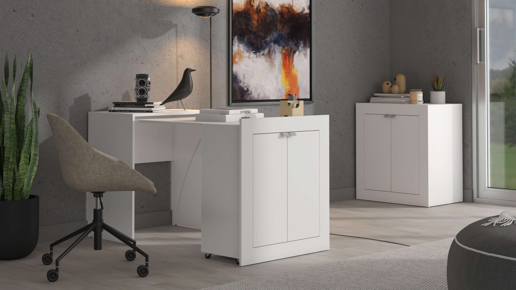 Home affaire Computertisch Eudox, Kommode, Schreibtisch, Konsolentisch, ausziehbarer Tisch, Platzsparender Schreibtisch, ausziehbar, mit viel Stauraum & Orga