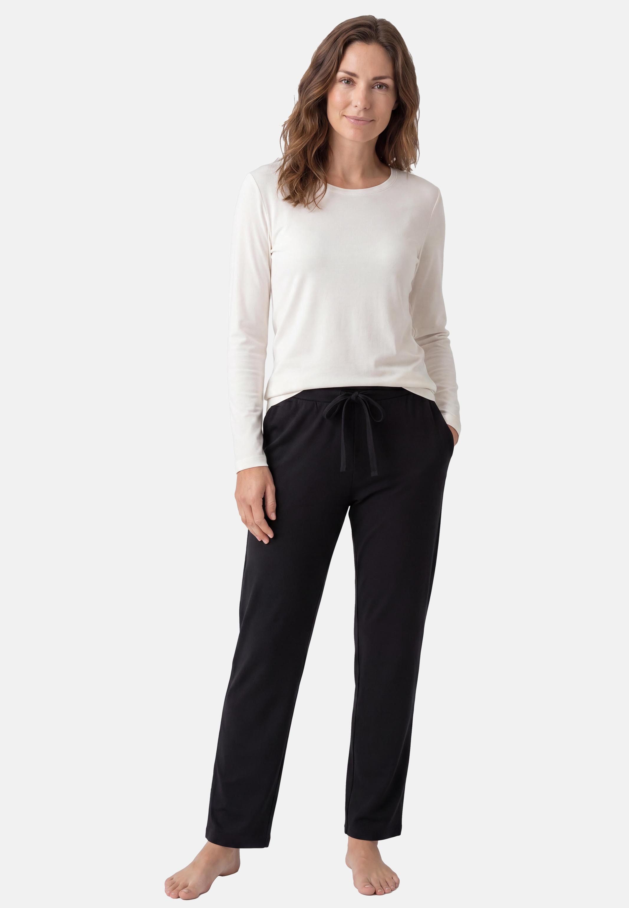 Schiesser Pyjama Mix & Relax (Set, 2 tlg) Schlafanzug - Atmungsaktiv - Set aus Langarm-Shirt und langer Hose