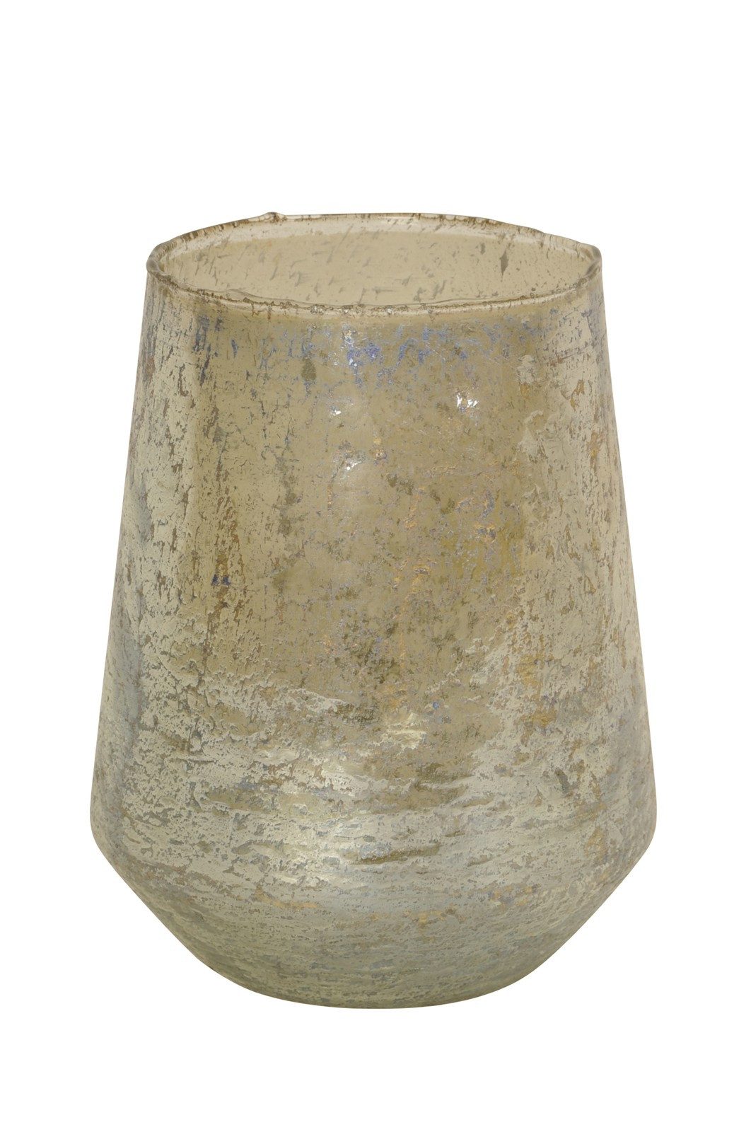 finehomegarden Windlicht Glas Grün-Silber Ø16cm H20cm Besprühtes Glas mit edlem Farbverlauf (1 St), Teelicht- & Kerzenglas für Wohnraum, Tisch und saisonale Dekoration