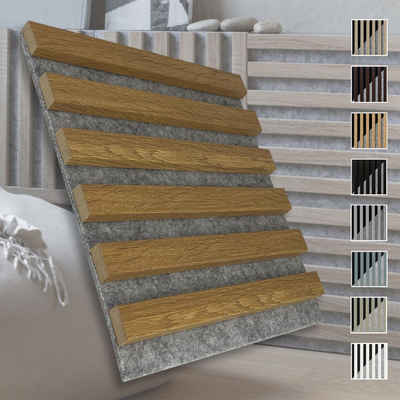 marbet design Wandpaneel, (Akustikpaneele Akustikquadrate 30x30cm Wandverkleidung Holz - (1 Paneel, grau - Eiche hell) Lamellenverkleidung Holzwand natur)