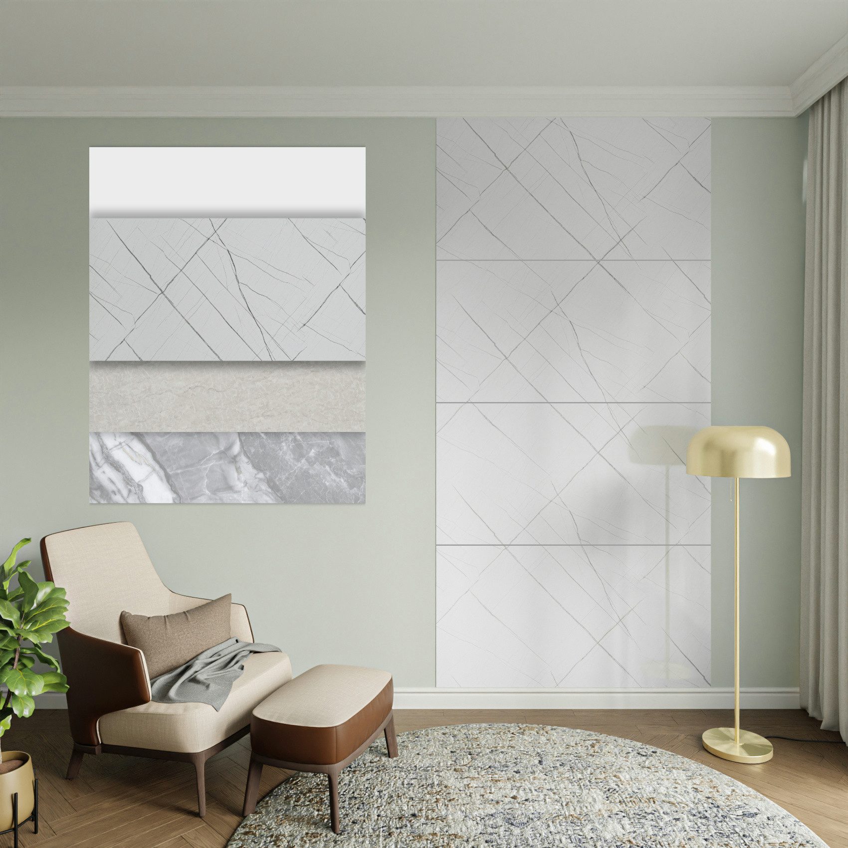 Hexim Wandpaneel, (Marmoroptik 4er-Set 122×70cm SPC Kunststoff Innen & Außenbereich Granit Steinoptik - Duschrückwand Küchenrückwand Dekorpaneeel uv-beständig weiß (3,42 m² HMP02-G) A-Serie)