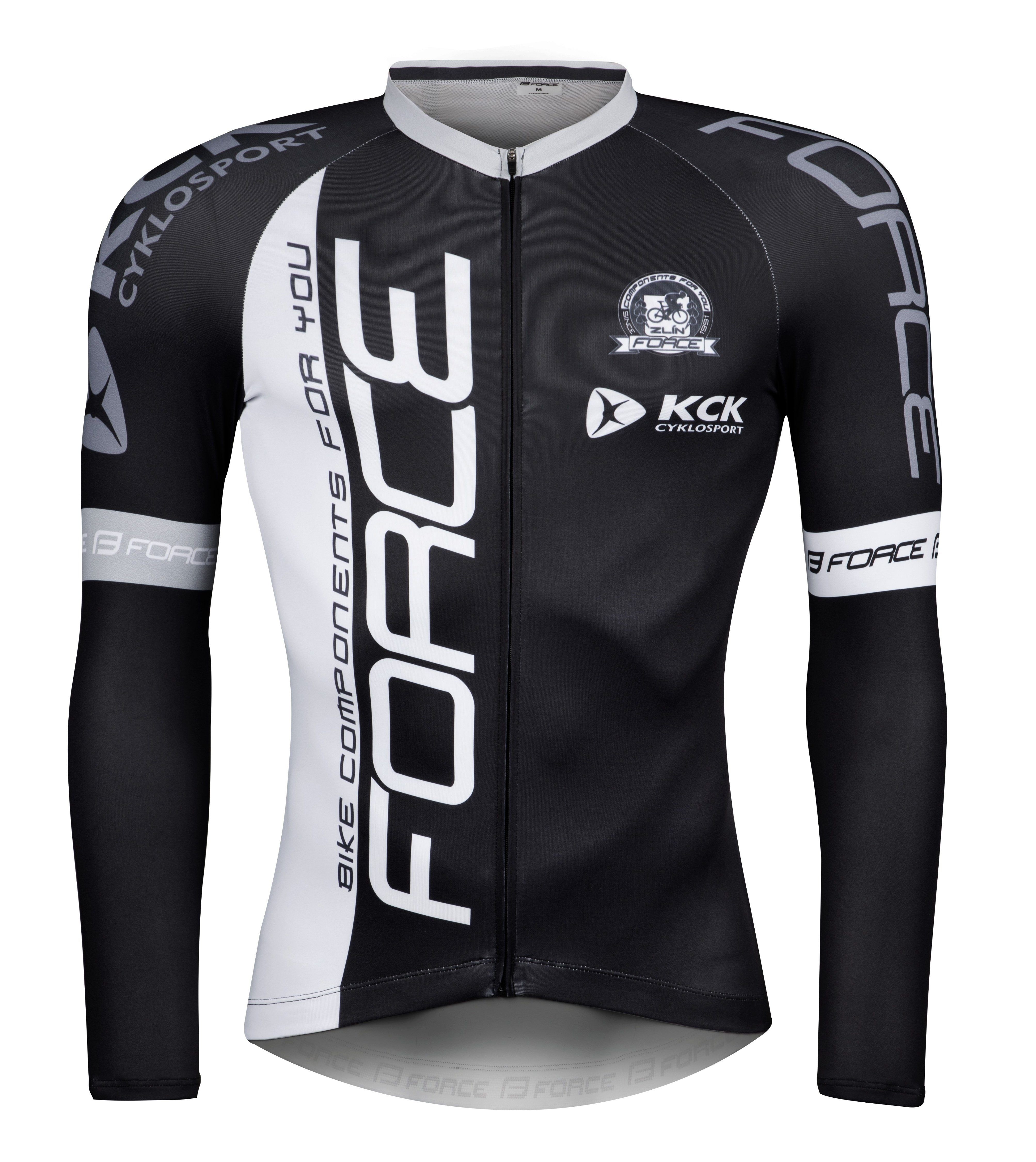 FORCE Radtrikot Jersey F TEAM PRO PLUS lang geschnitten, schwarz-weiß %%% *