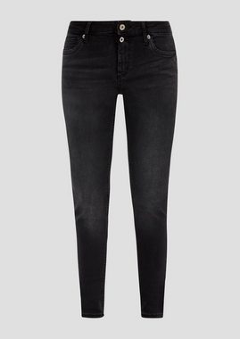QS Stoffhose Jeans Sadie / Skinny Fit / Mid Rise / Skinny Leg Waschung, Label-Patch