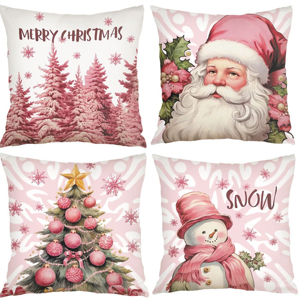 Coonoor Kissenbezüge Weihnachten Leinen Kissenbezüge 4 Stück, 45x45 cm Zier günstig online kaufen