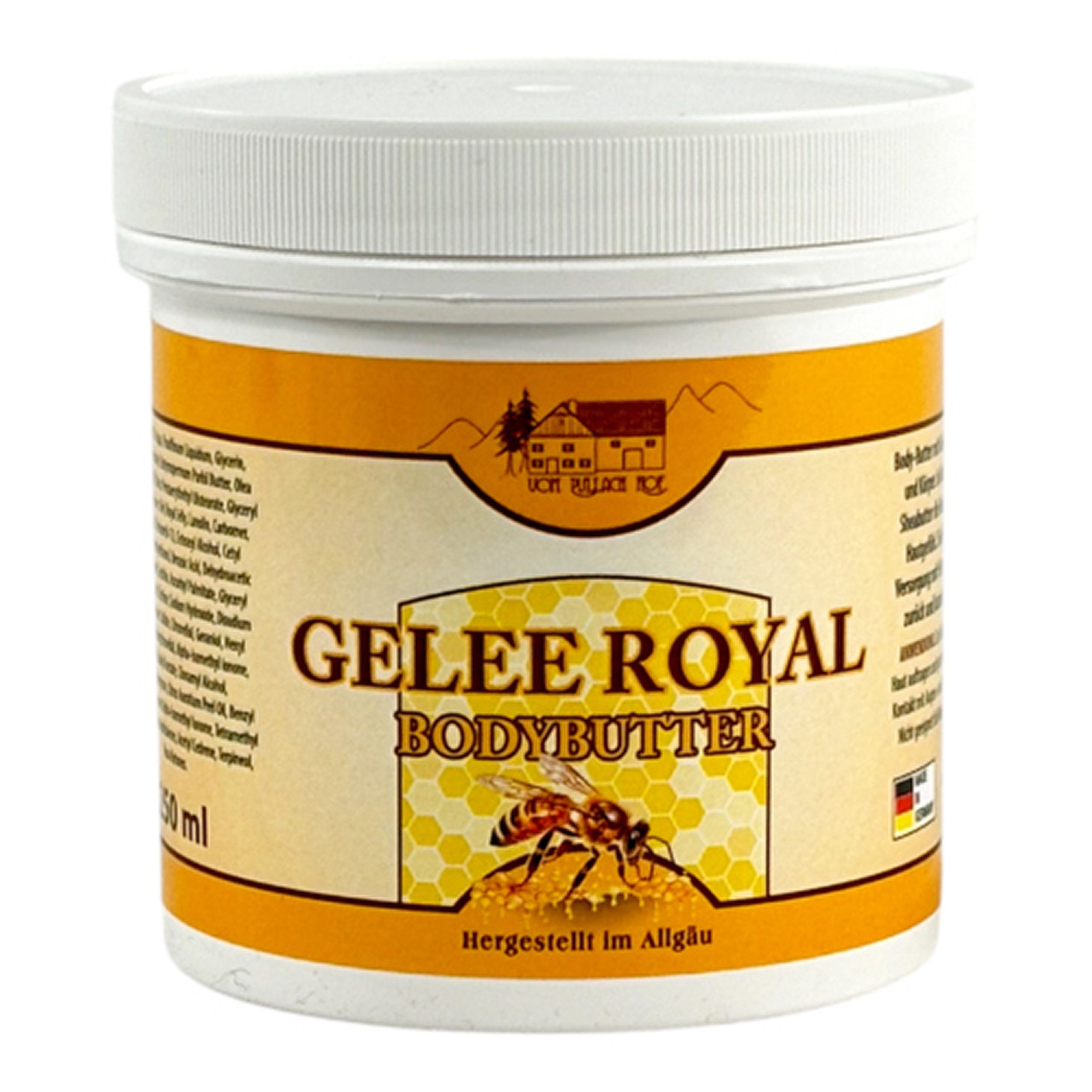 vom Pullach Hof Körperbutter GELEE ROYAL BODYBUTTER 250ml Allgäu Body Shea-Butter Gesicht 46, Ganzkörperpflege Intensive Pflege für Gesicht & Körper Creme