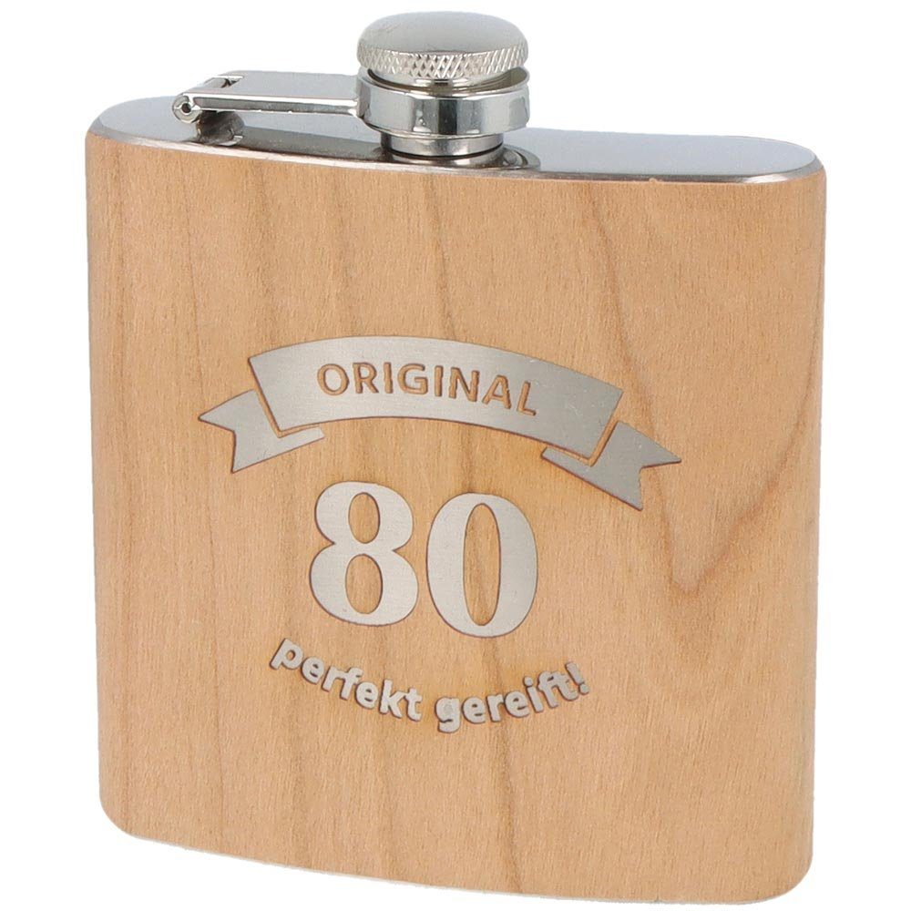 Spruchreif® Flachmann Flachmann aus Edelstahl mit Gravur und hochwertiger Echtholz Veredelung · perfekte Geschenkidee zum Geburtstag