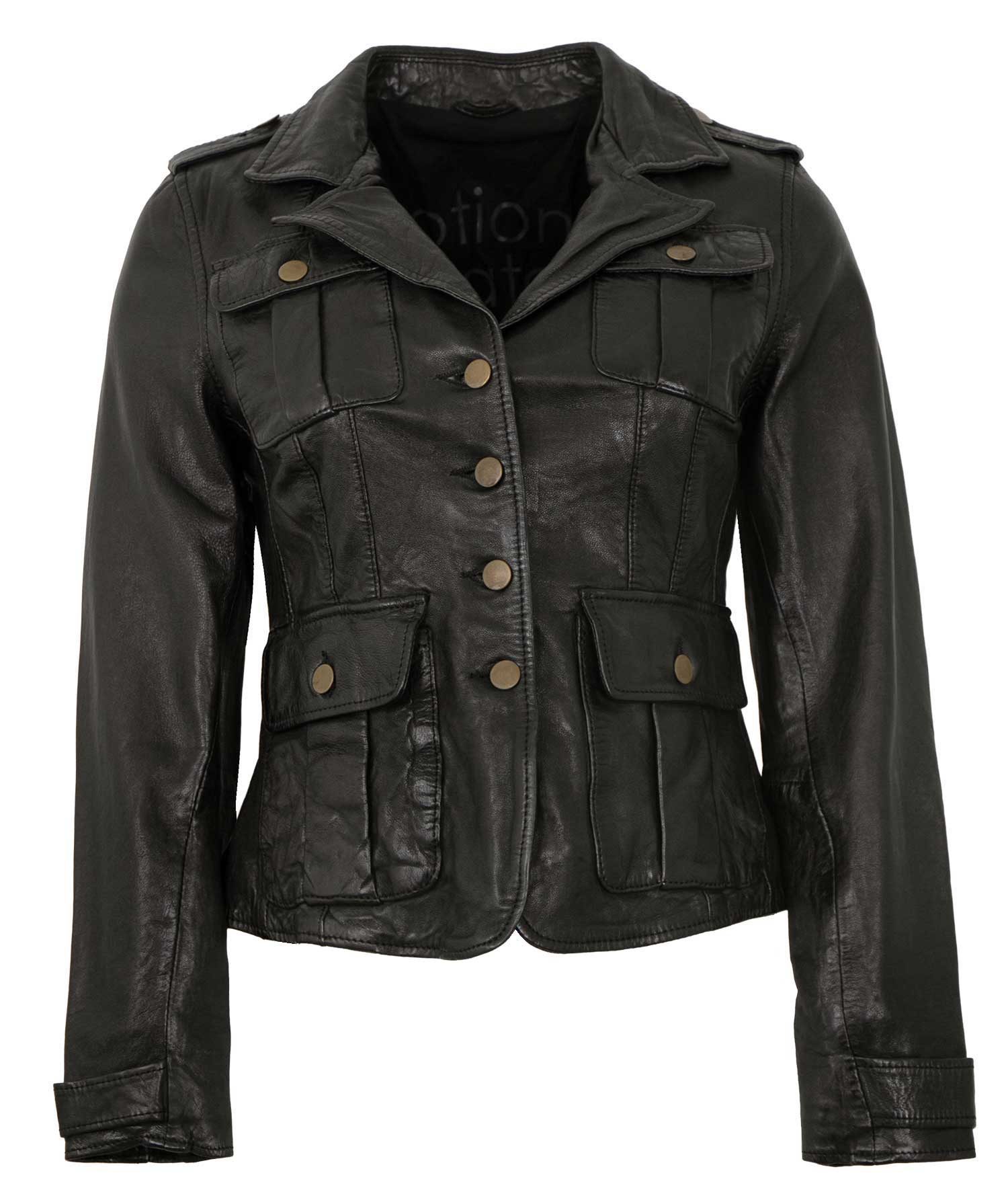 Freaky Nation Lederjacke Be Good-FN Freaky Nation - Damen Lederjacke Lammnappa schwarz