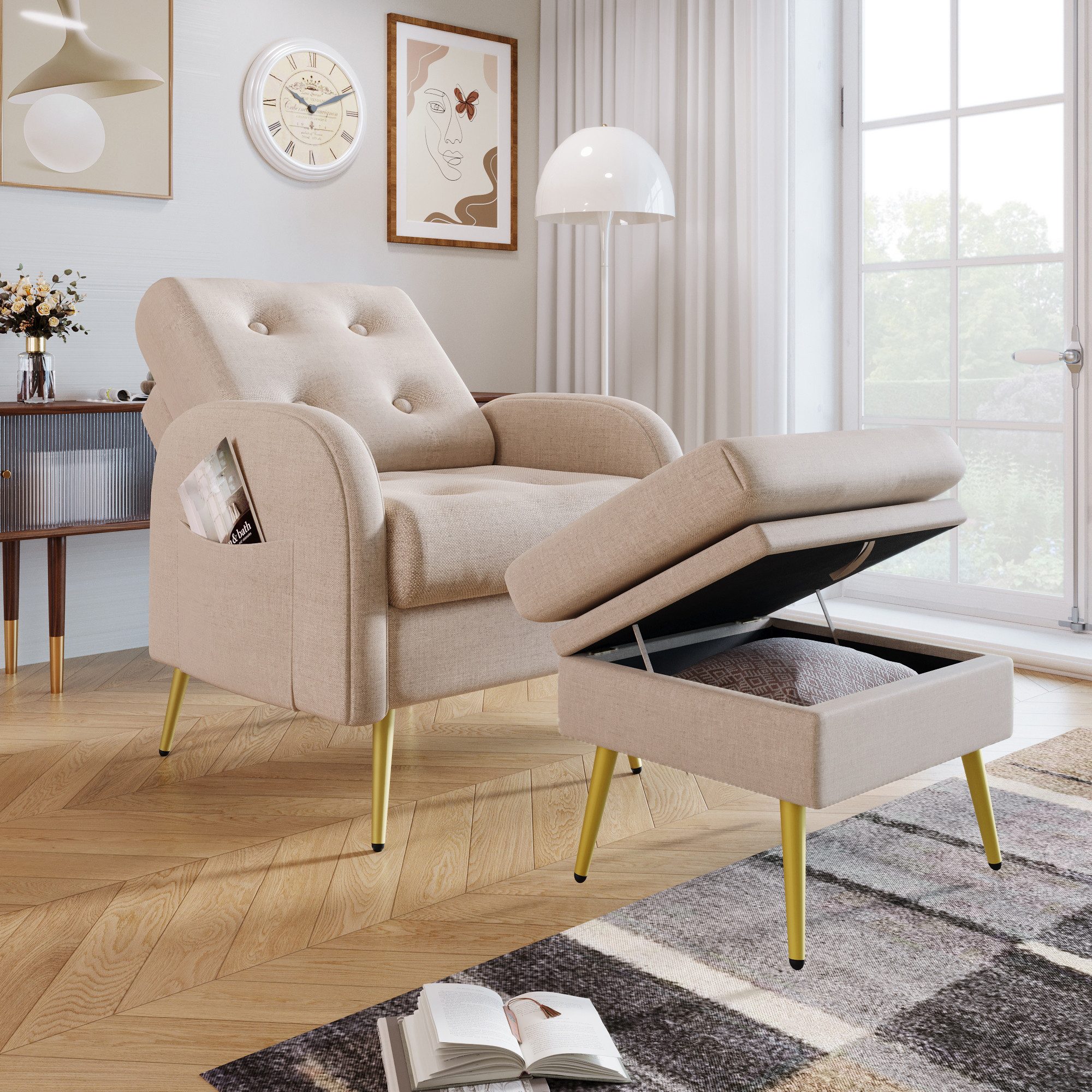 Merax Sessel Einzelsessel Loungesessel mit Fußstütz günstig online kaufen
