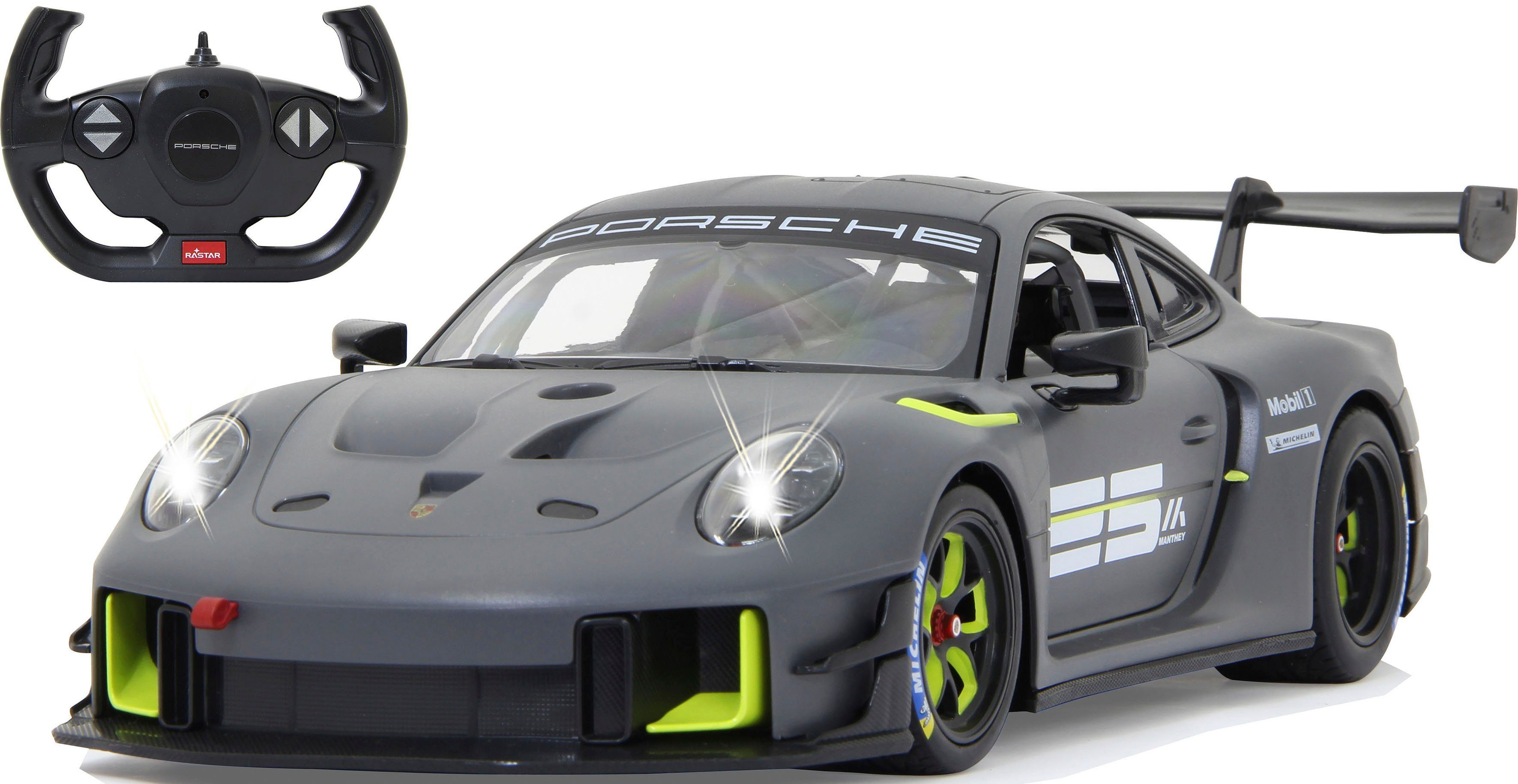 Jamara RC-Auto Deluxe Cars, Porsche 911 GT2 RS Clubsport 25 1:14, grau - 2,4 GHz, mit LED-Lichtern