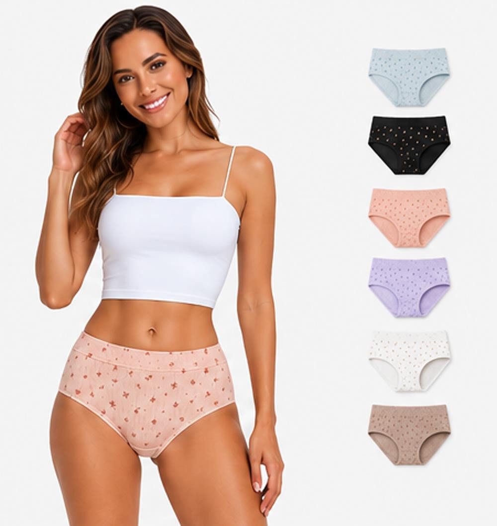 Taillenslip Damen Slips 6er Pack Baumwolle – bequem & atmungsaktiv