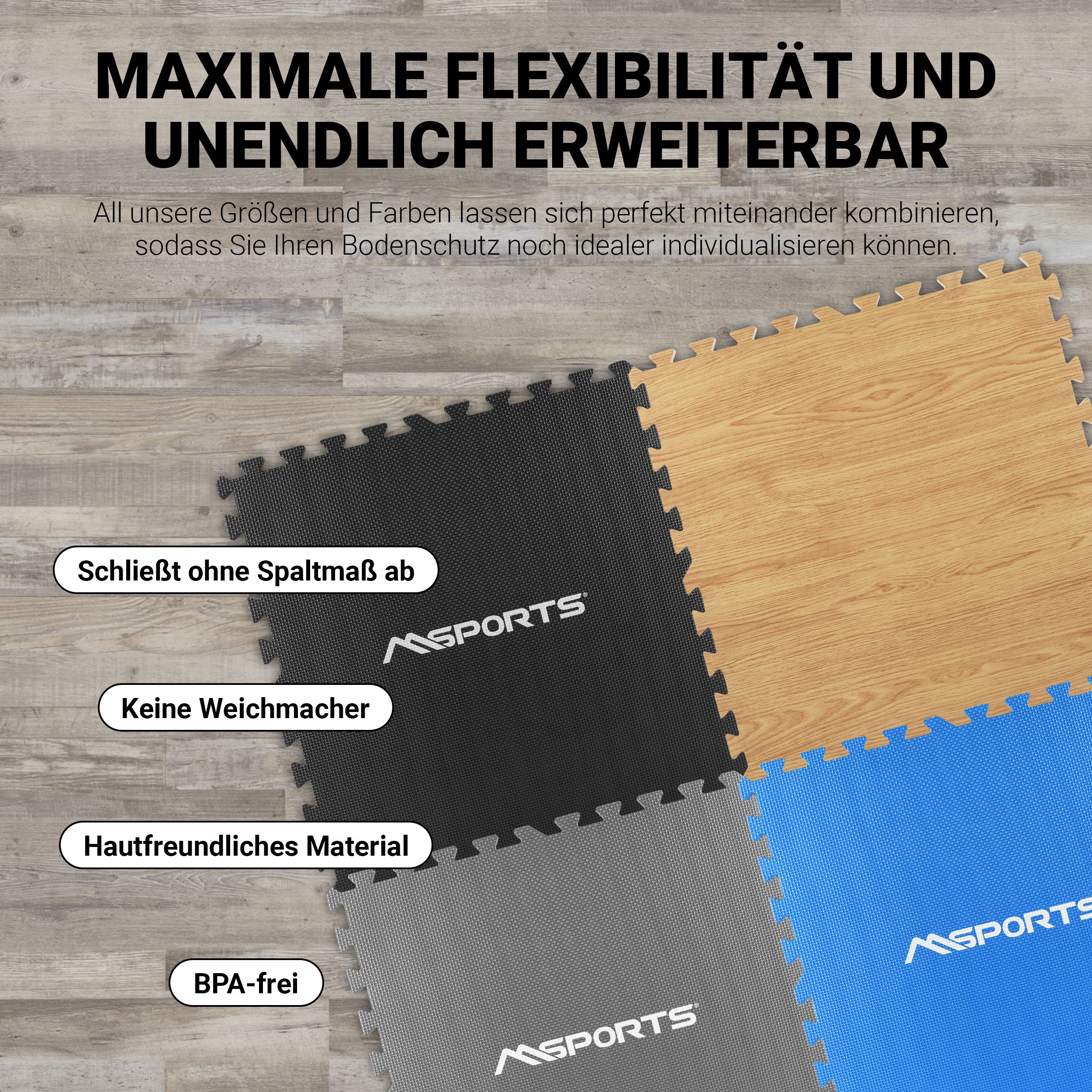 MSports® Bodenmatte Bodenschutzmatten Set - 8 Schutzmatten in verschiedenen Farben (8 Schutzmatten) – Bild 4 von 5