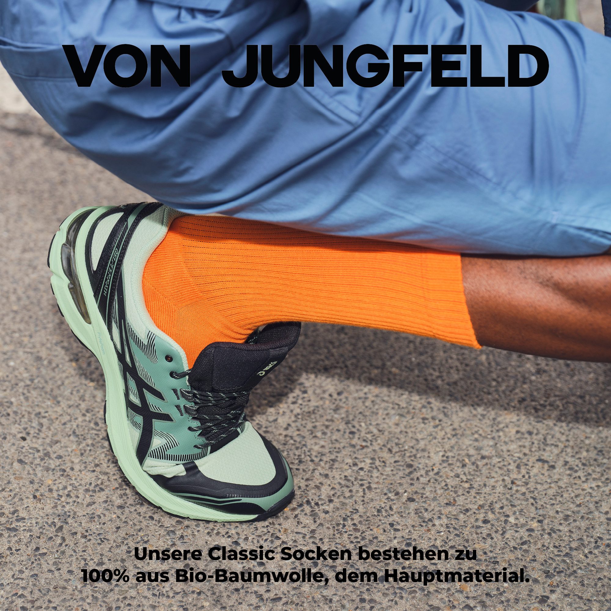 von Jungfeld Tennissocken Einfarbige CLASSICS Bio-Baumwolle 35-46 Unisex (2-Paar, 2er-Pack) Sportsocken mit verstärkter Ferse & Fußsohle