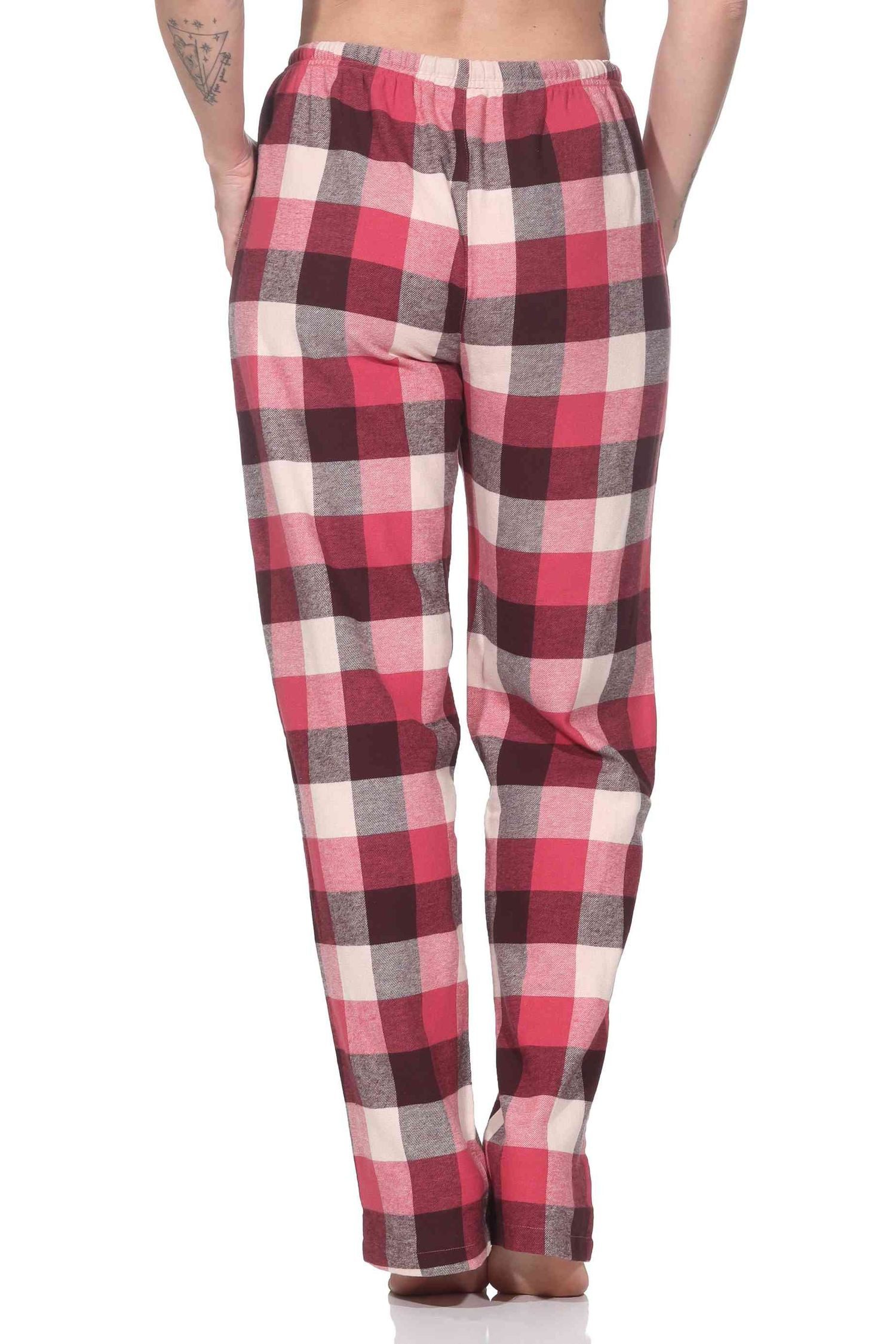 Normann Relaxanzug Normann Damen Schlafhose aus Flanell Schlafanzug Hose kariert