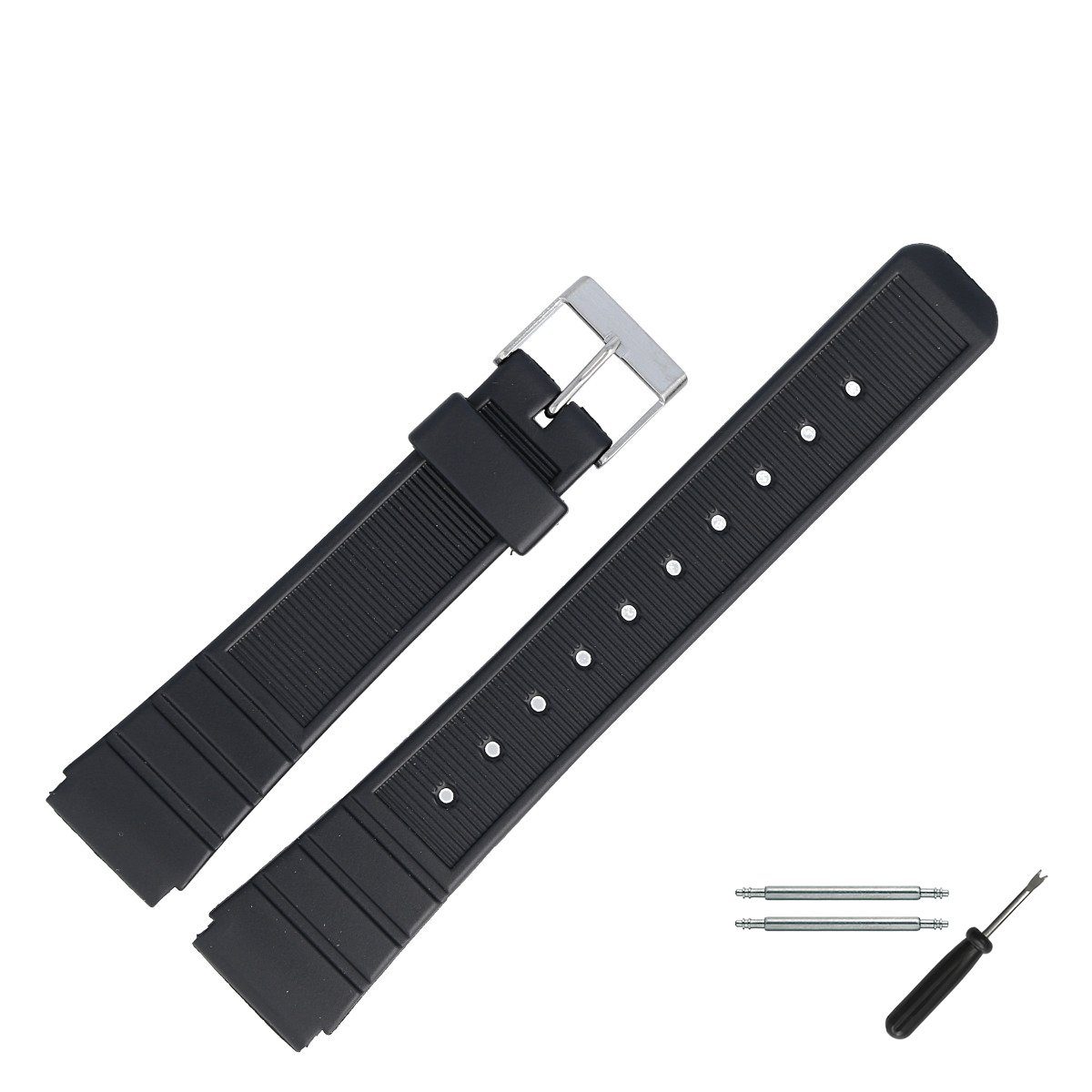 MARBURGER Uhrenarmband 16mm Kunststoff PVC Schwarz günstig online kaufen