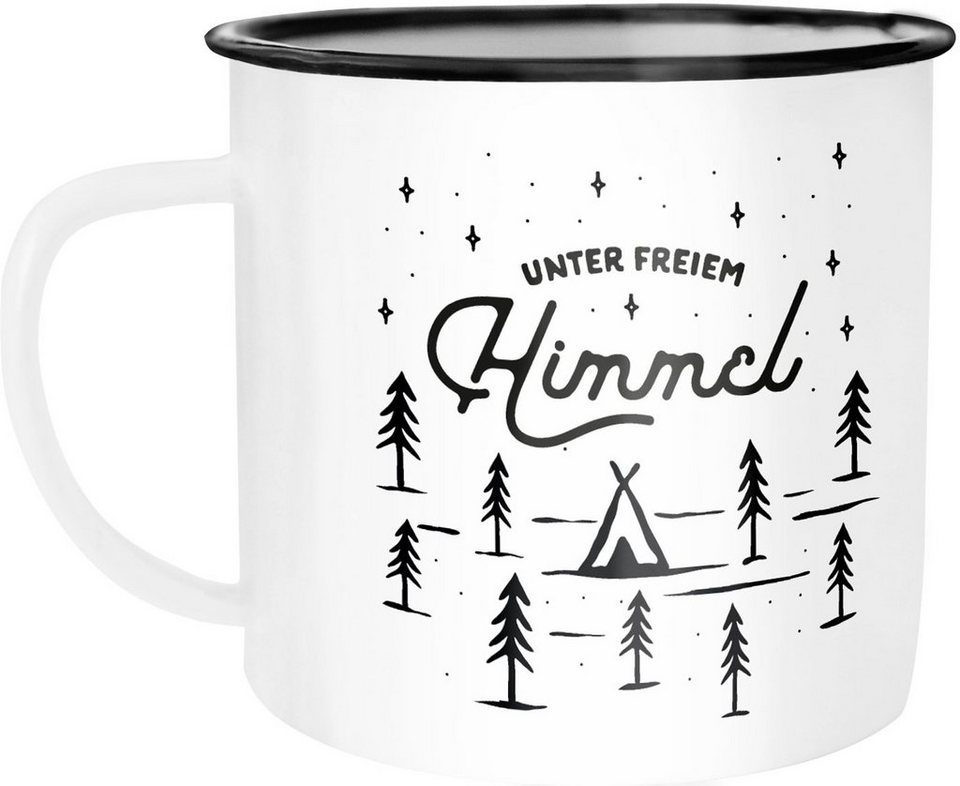 Moonworks Tasse Emaille Tasse Becher Outdoor Design Spruch Unter Freiem Himmel Travelling Camping Trekking Kaffeetasse Moonworks Emailliert Und Mit Aufdruck Online Kaufen Otto