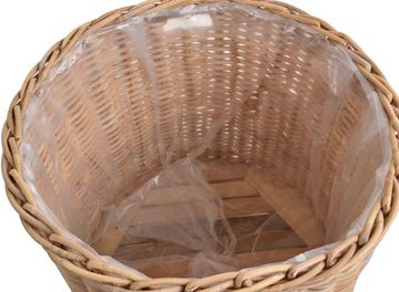 Krines Home Allzweckkorb Pflanzkorb groß Rattan XXL Rollkorb Rattankorb Grau Natur Rund, mit Rollen