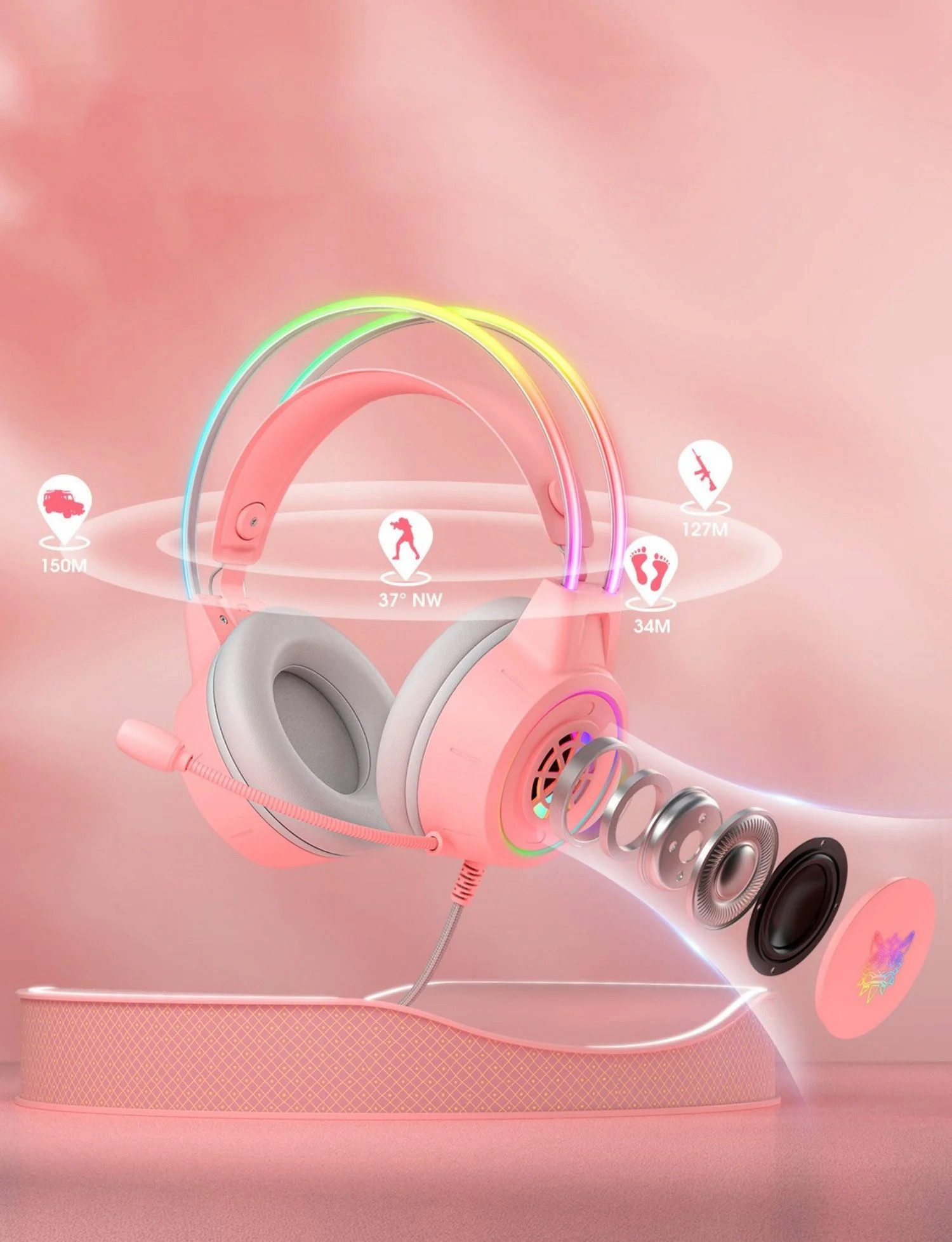 ONIKUMA ONIKUMA X15 PRO Gaming Headset Kabellos RGB Das Kopfband Verstellbar Kopfhörer (drahtlos)