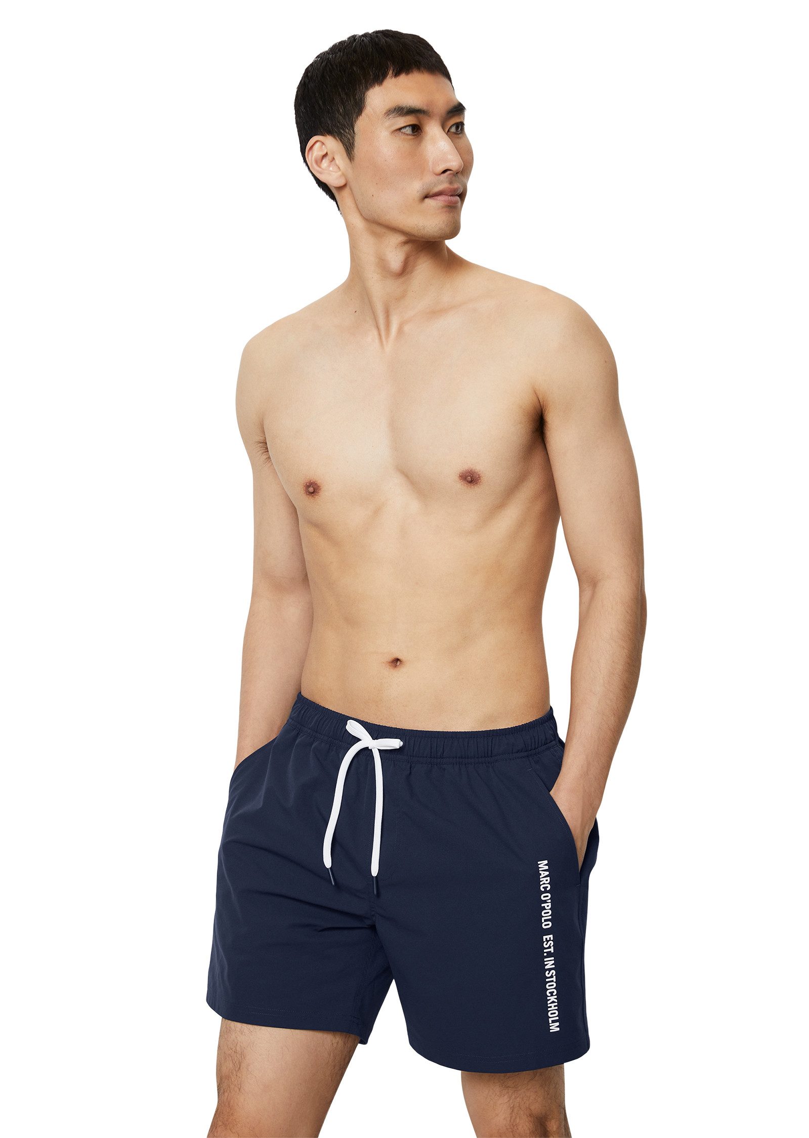 Marc O'Polo Badeshorts Essentials mit seitlichen Taschen und Logoschriftzug